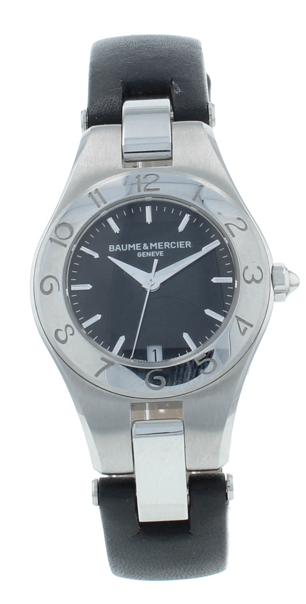 Pre-Owned Baume & Mercier Linea 27mm Quartz Black Dial Ladies Watch M0A10010