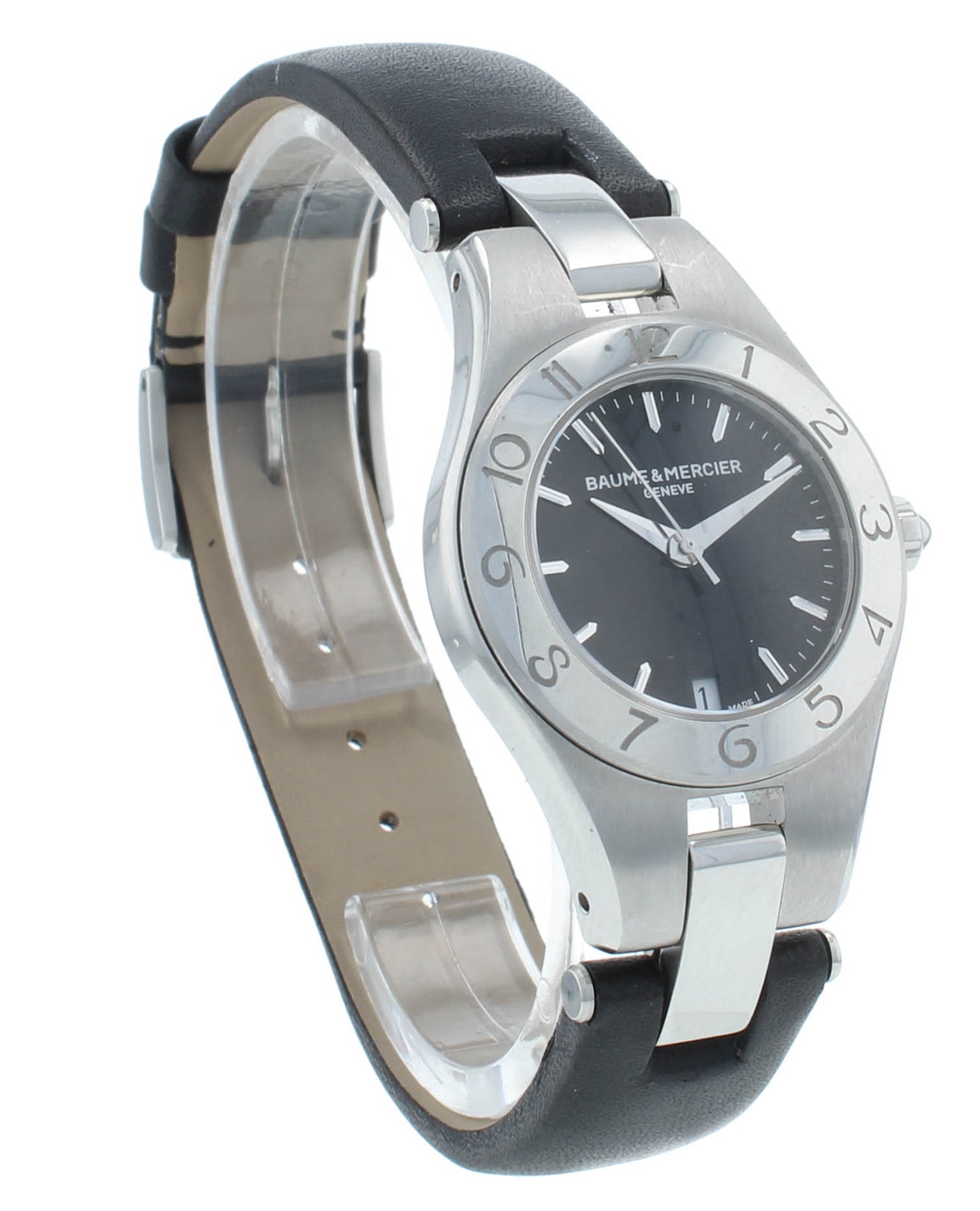 Pre-Owned Baume & Mercier Linea 27mm Quartz Black Dial Ladies Watch M0A10010