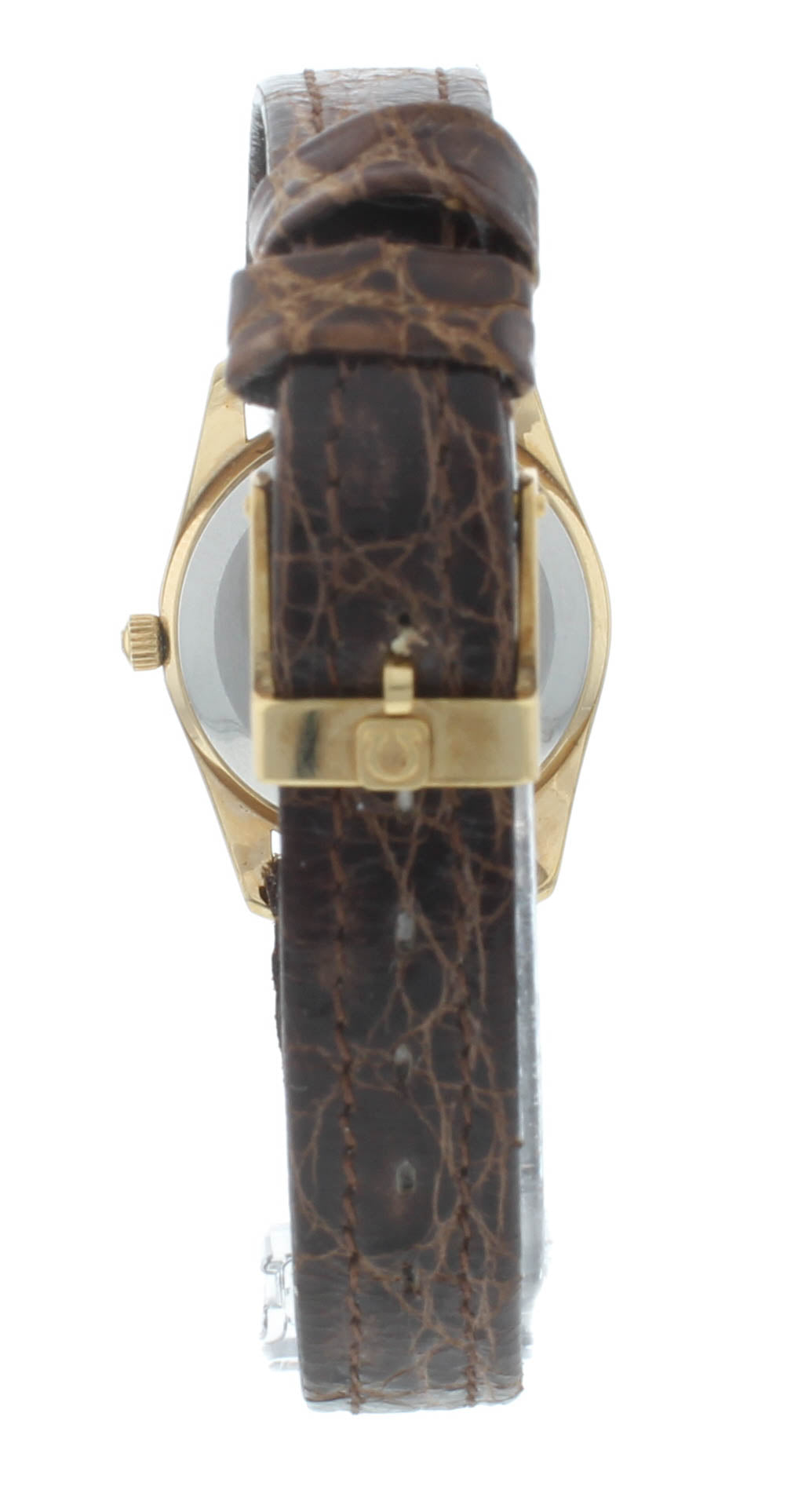 Omega SeaMaster Quartz 23mm Brown Strap Champagne Dial Ladies Watch 1380