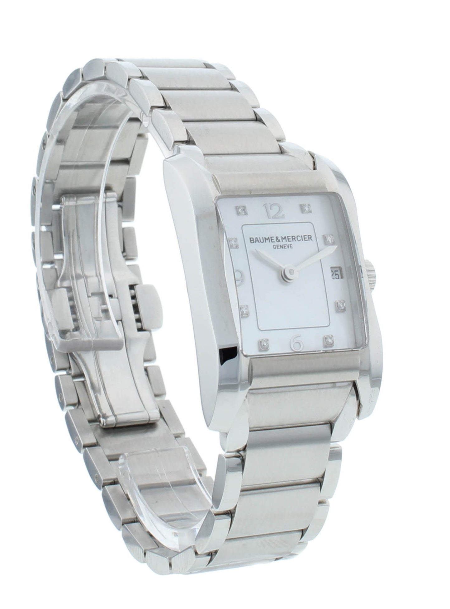 Baume & Mercier Hampton 22mm White MOP Diamond Dial Quartz Ladies Watch M0A10050
