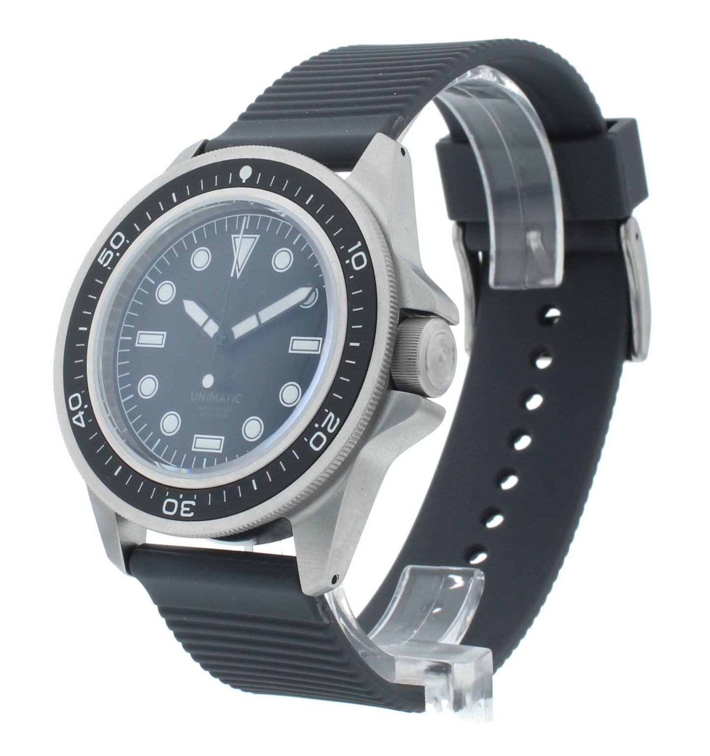 Unimatic Modello Uno 40mm Automatic Rubber Strap Black Dial Men's Watch U1S-PD3