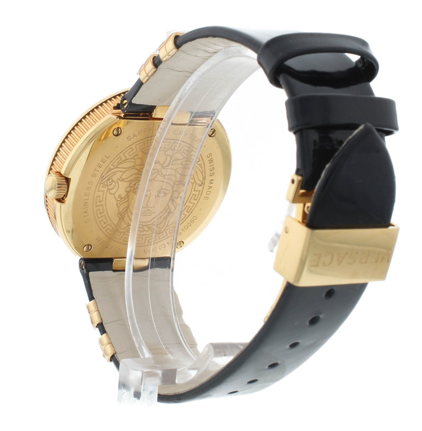 Versace V-Metal Icon Gold Dial Leather Strap 40mm Quartz Men's Watch VLC03 0014