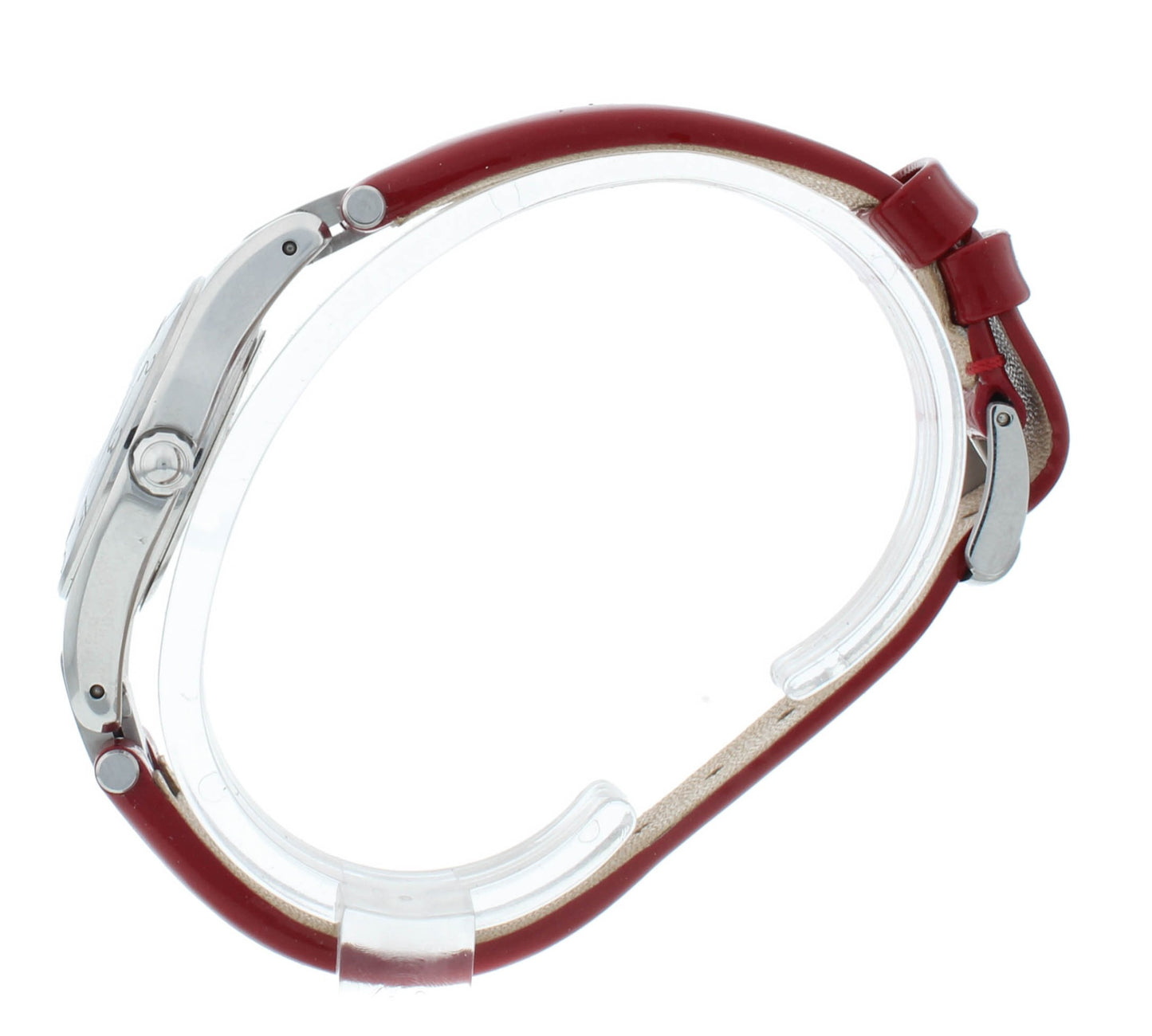 Baume & Mercier Linea White MOP Dial Red Strap Quartz 27mm Ladies Watch M0A10116