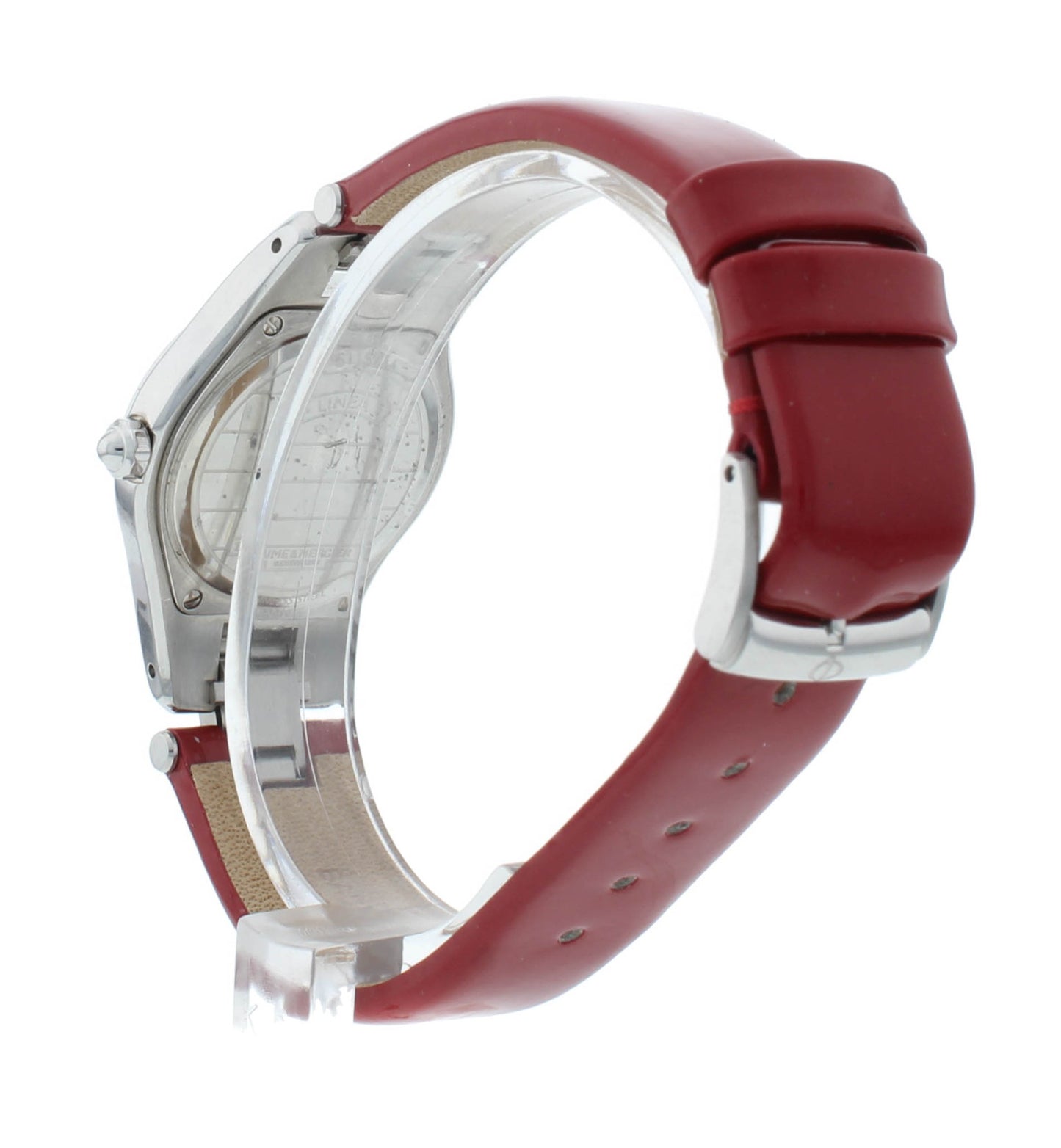 Baume & Mercier Linea White MOP Dial Red Strap Quartz 27mm Ladies Watch M0A10116