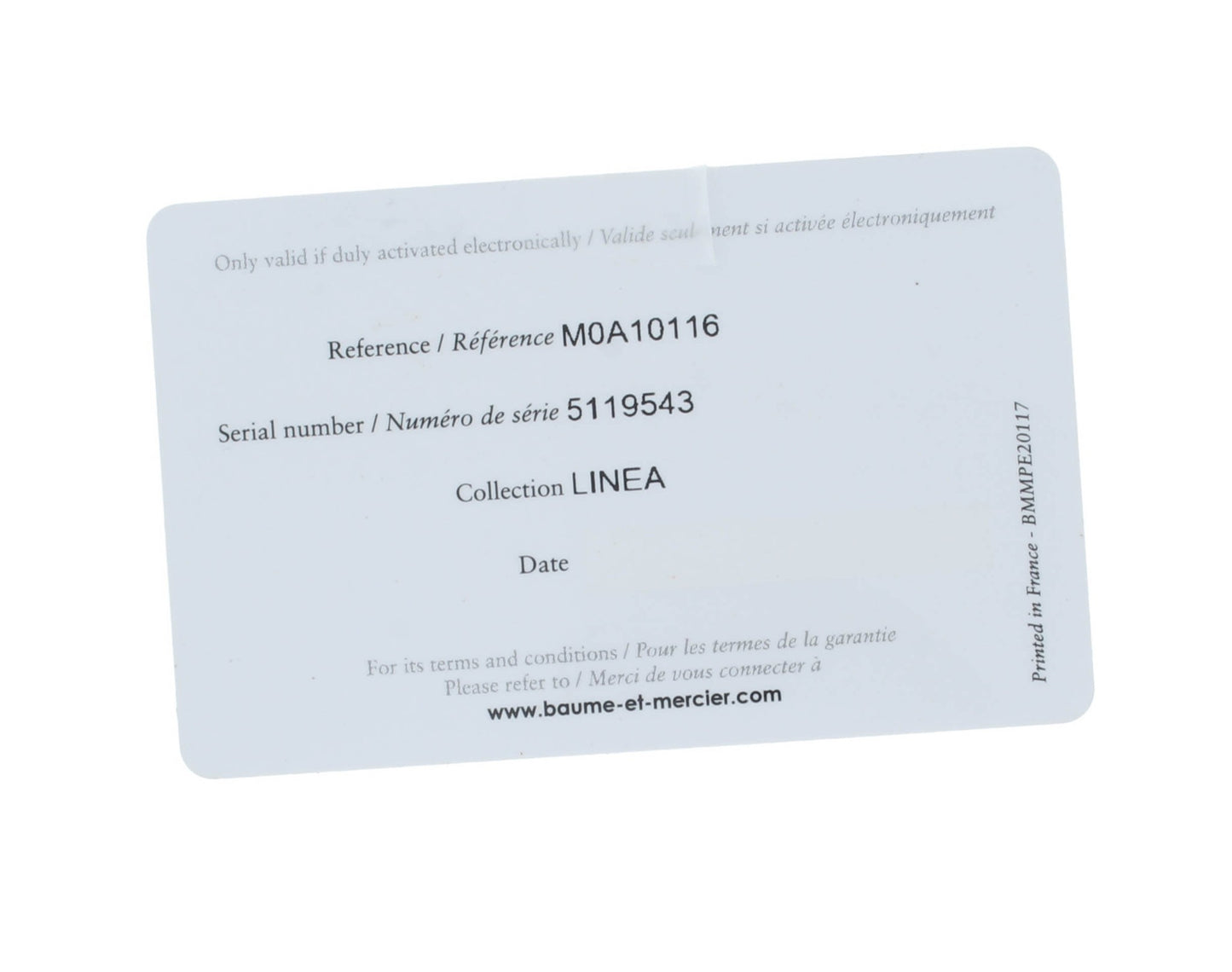 Defective Baume & Mercier Linea White MOP Dial Quartz 27mm Ladies Watch M0A10116