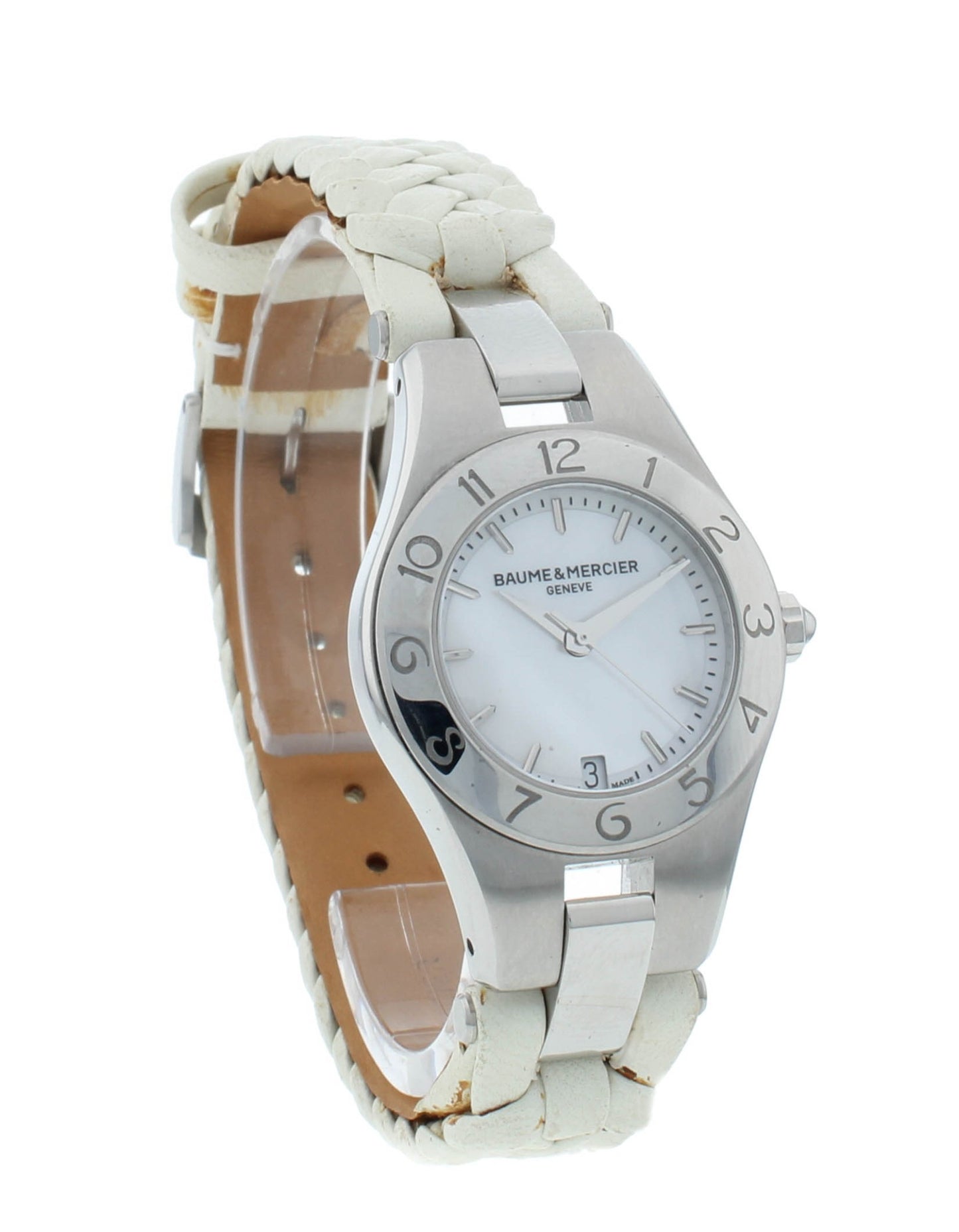 Baume & Mercier Linea White MOP Dial & Strap Quartz 27mm Ladies Watch M0A10117