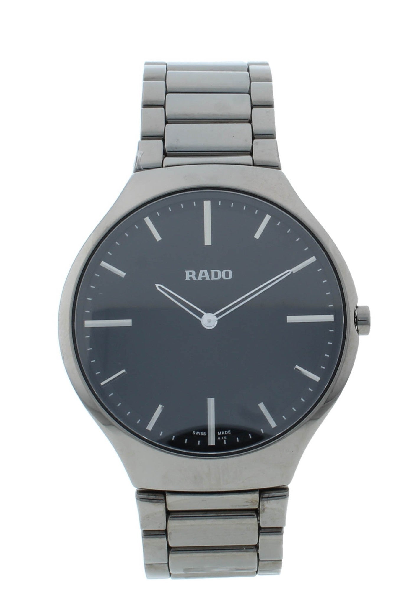Rado True Black Dial Platinum-Tone Ceramic 39mm Quartz Men's Watch R27955152