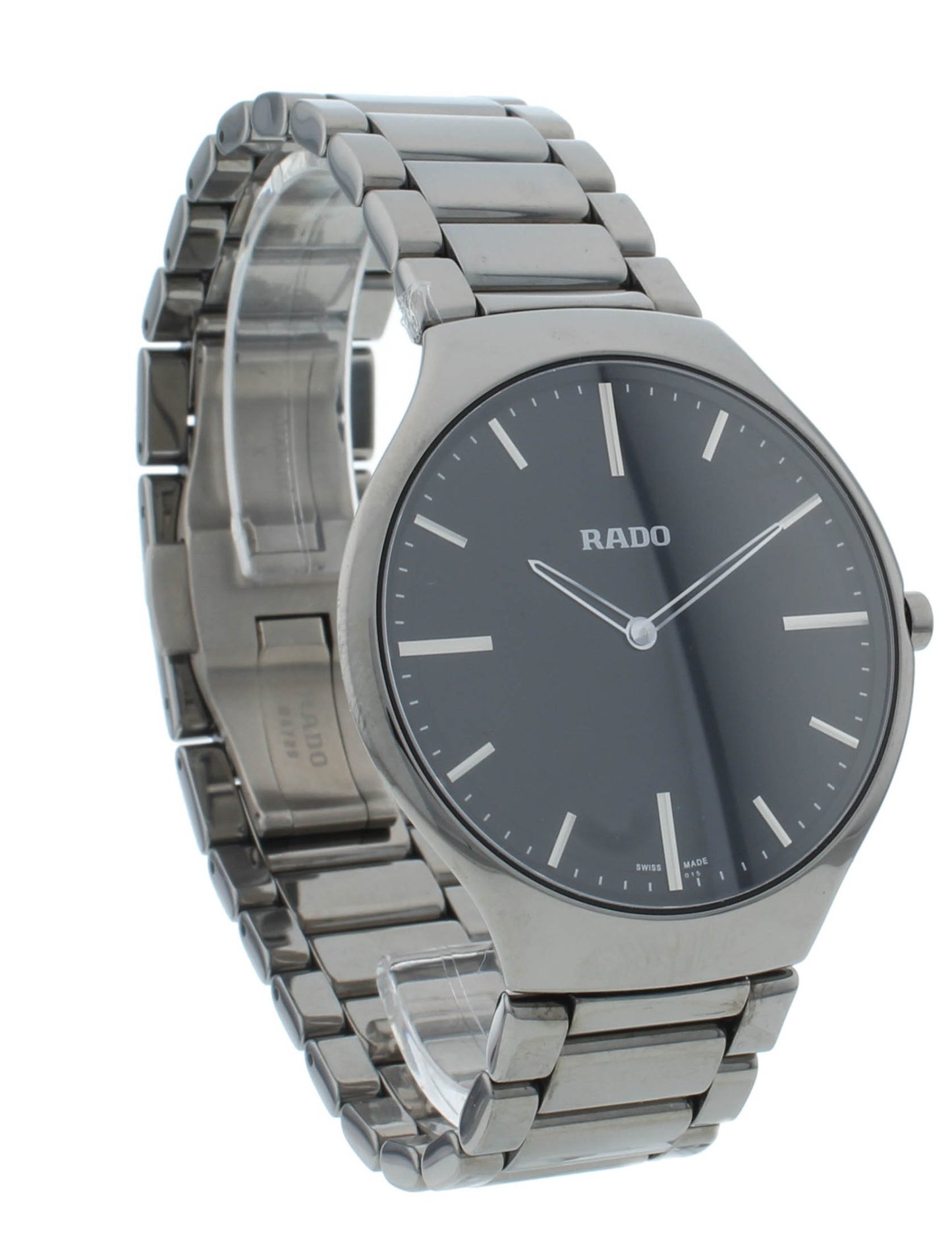 Rado True Black Dial Platinum-Tone Ceramic 39mm Quartz Men's Watch R27955152