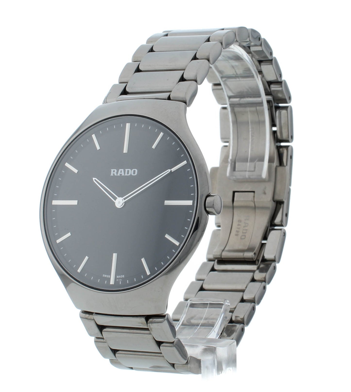 Rado True Black Dial Platinum-Tone Ceramic 39mm Quartz Men's Watch R27955152