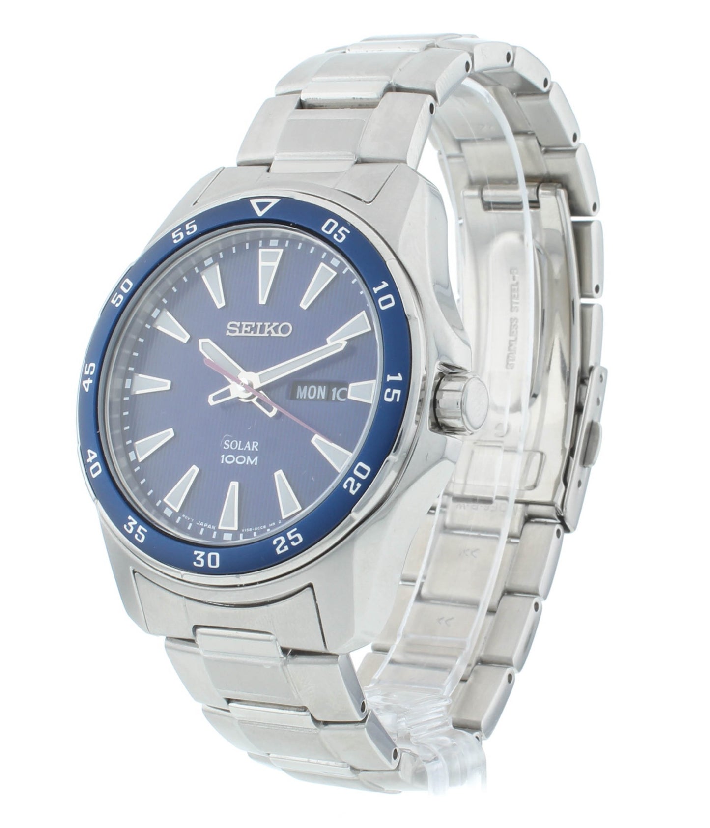 Seiko Essentials Solar Powered 43mm Blue Dial Men's Watch SNE391P1