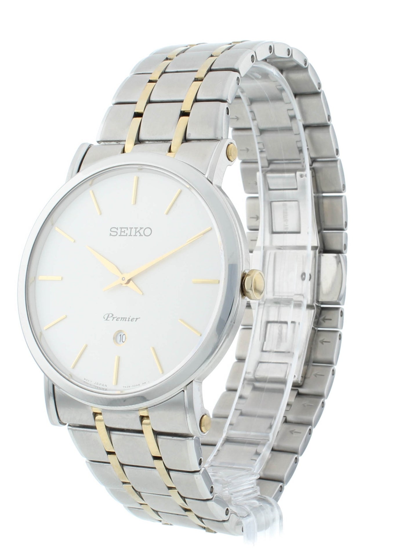 Seiko Premier 40.7mm Two-Tone Quartz Steel White Dial Men's Watch SKP400P1