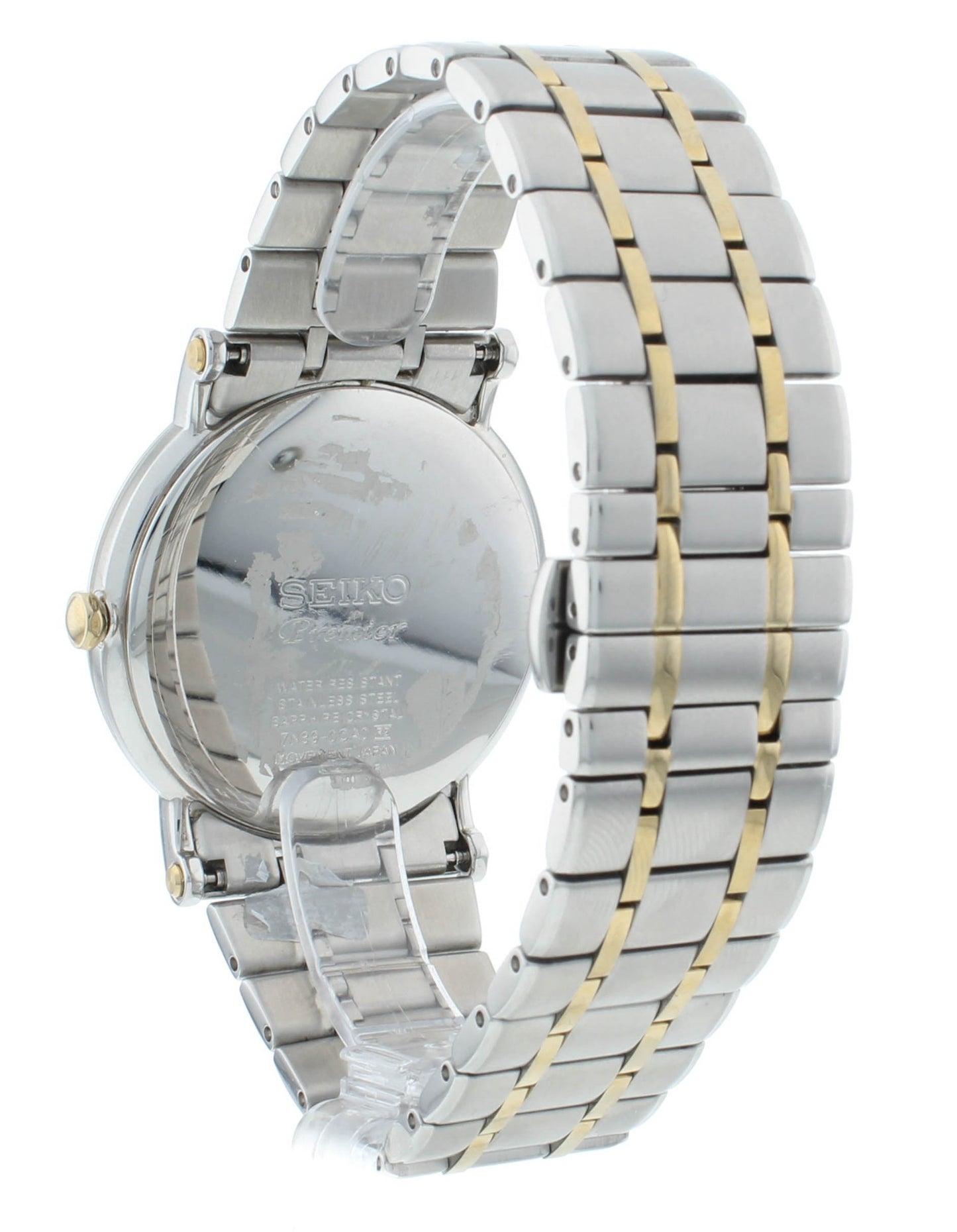 Seiko Premier 40.7mm Two-Tone Quartz Steel White Dial Men's Watch SKP400P1
