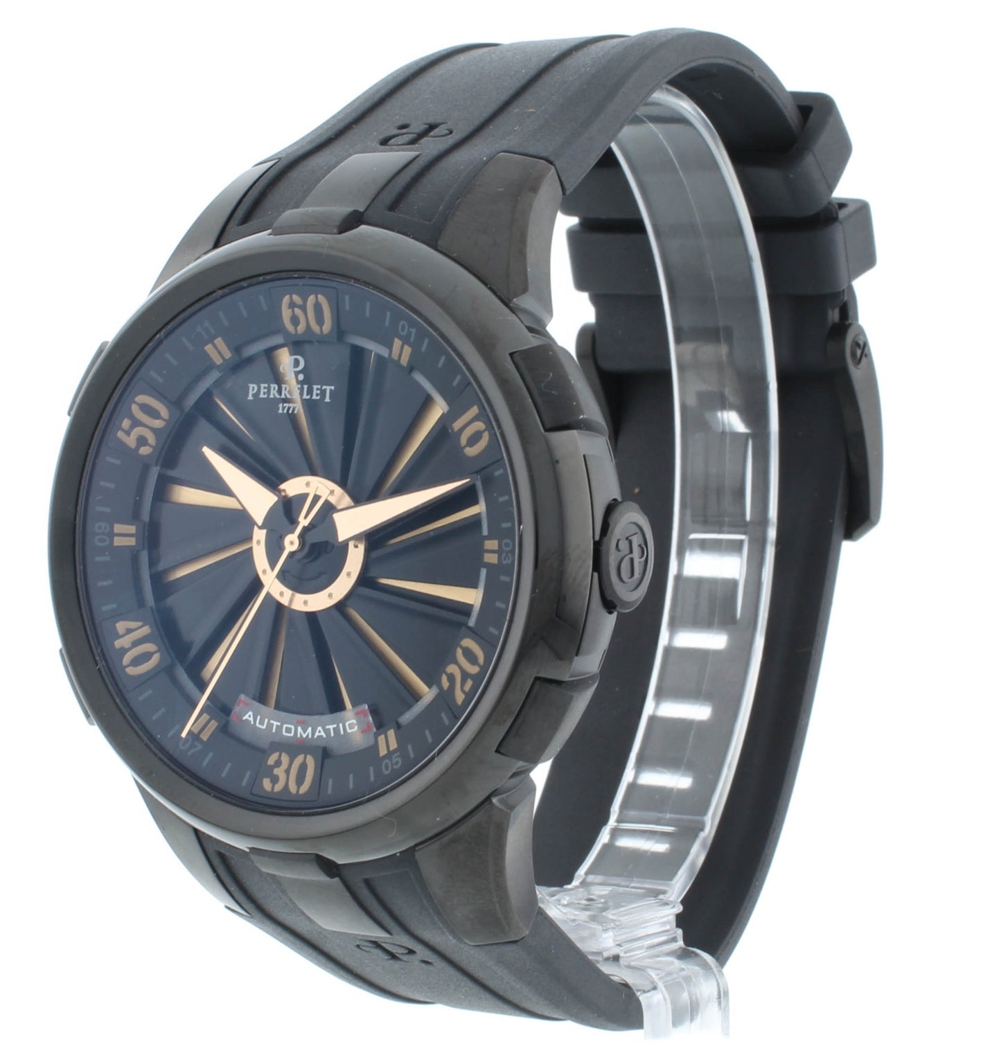 Pre-Owned Perrelet Turbine Pilot Black Dial 48mm Automatic Men’s Watch A4053/1