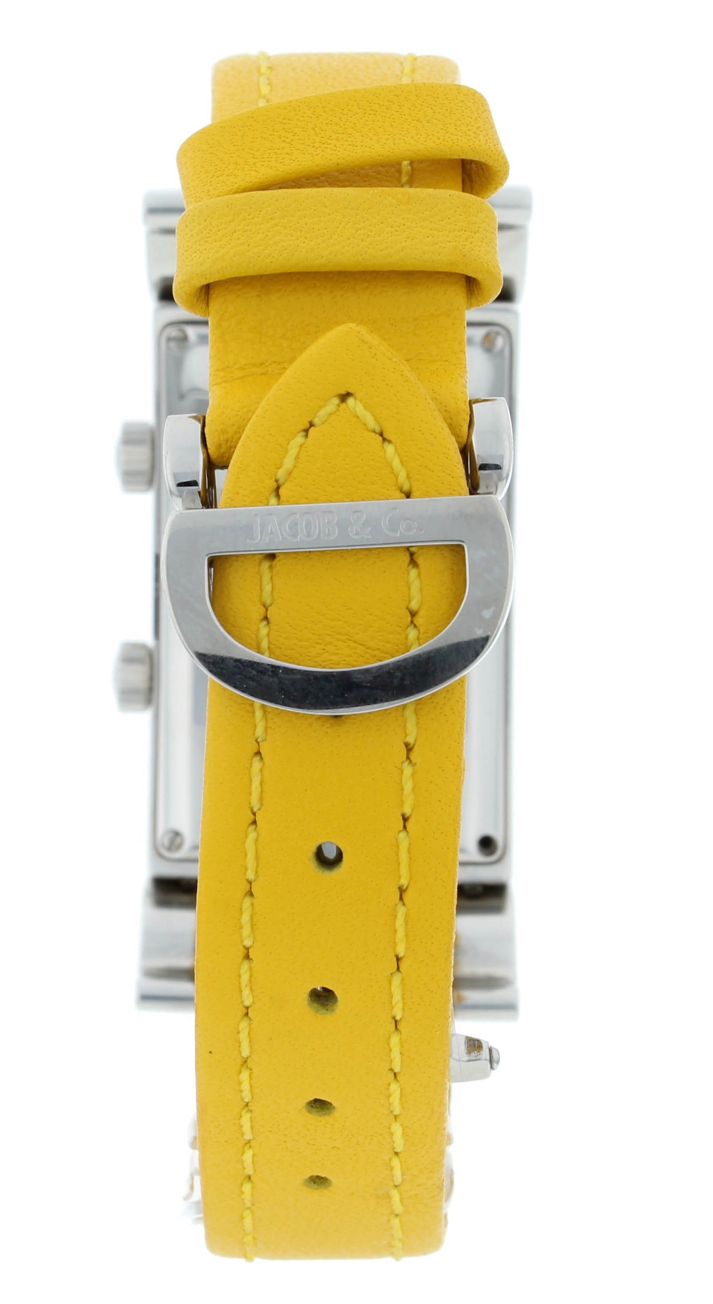 Jacob & Co. Angel Two-Time Zone Yellow Dial & Strap Stainless Steel Quartz Watch