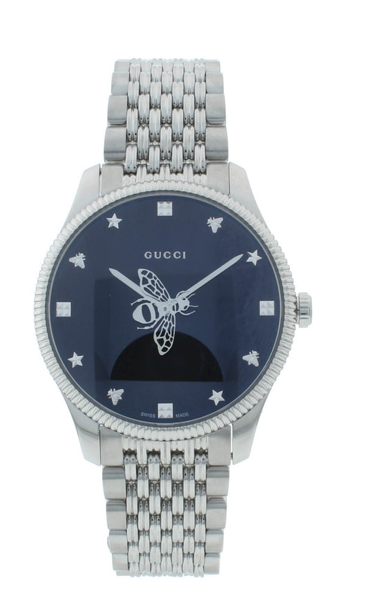Gucci G-Timeless 36mm Quartz Stainless Steel Black Dial Men's Watch YA1264154