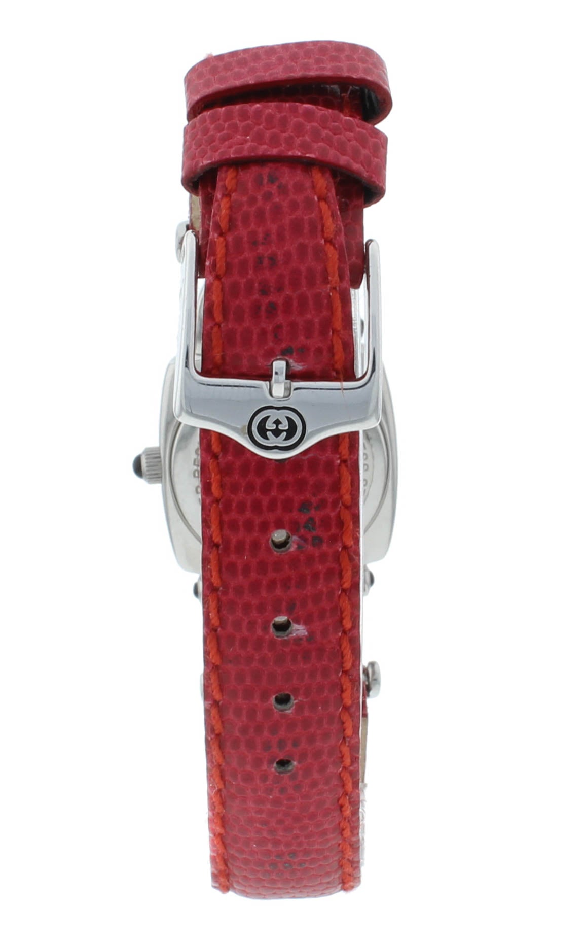 Gucci 6300L 21mm Black Dial Red Lizard Strap Stainless Steel Ladies Watch