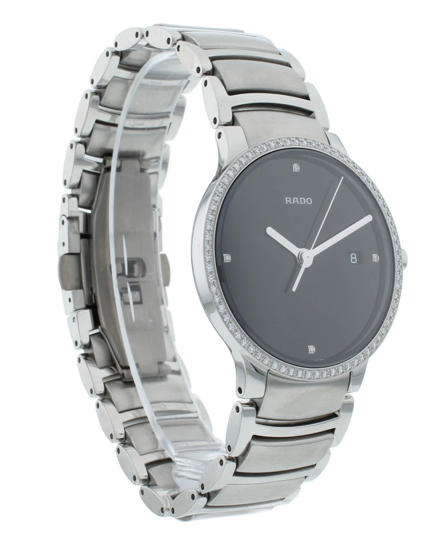 Rado Centrix 38mm Black Dial Diamond Bezel Quartz Men's Watch R30630713