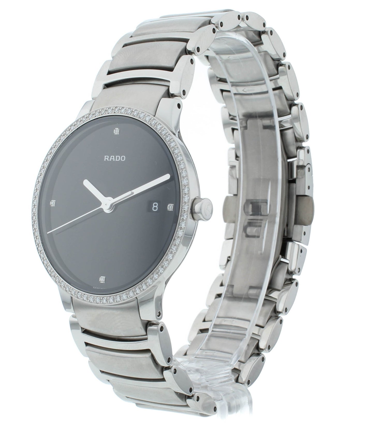 Rado Centrix 38mm Black Dial Diamond Bezel Quartz Men's Watch R30630713