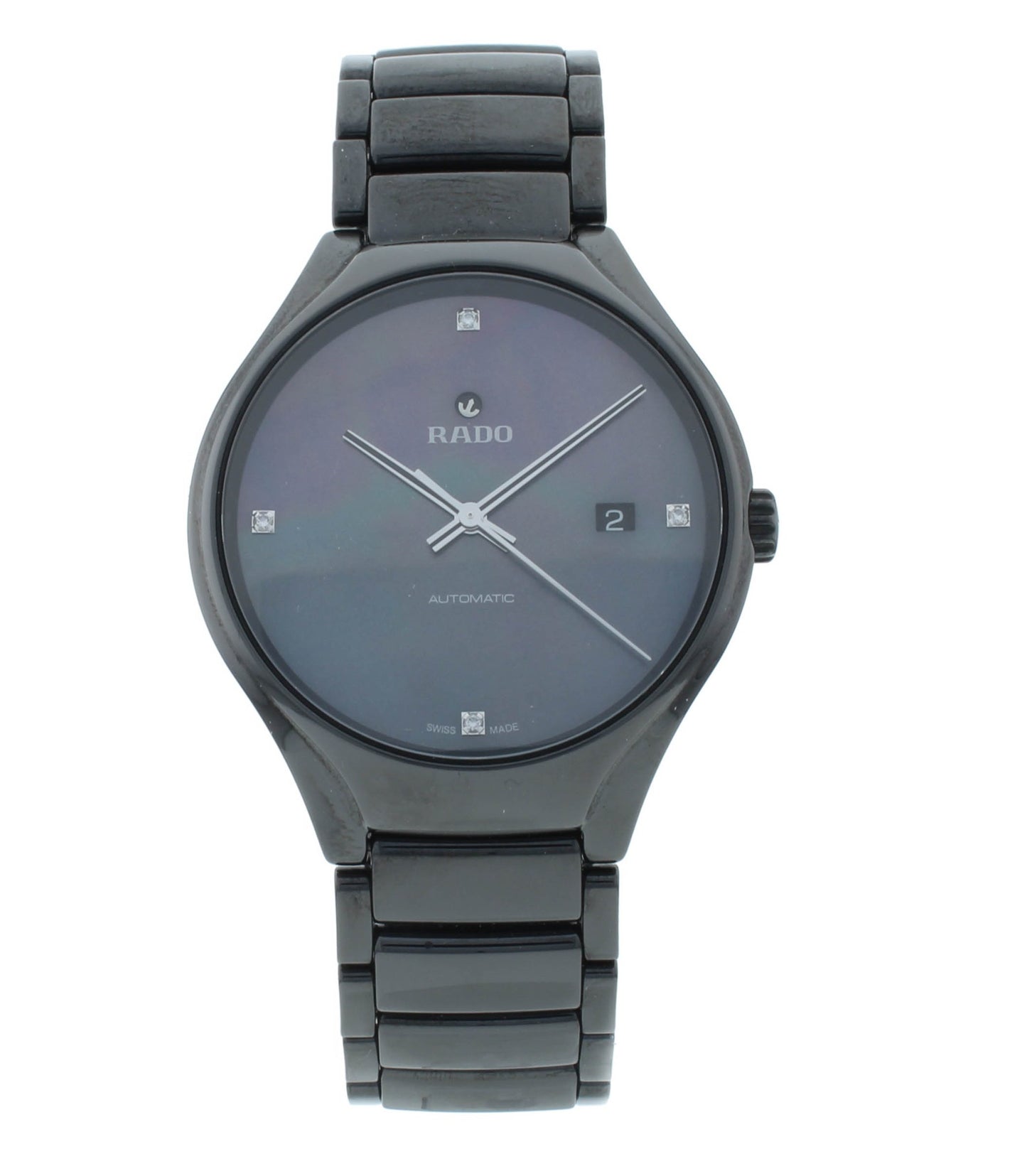 Rado True 40mm Automatic Black MOP Diamond Dial Ceramic Men's Watch R27056872
