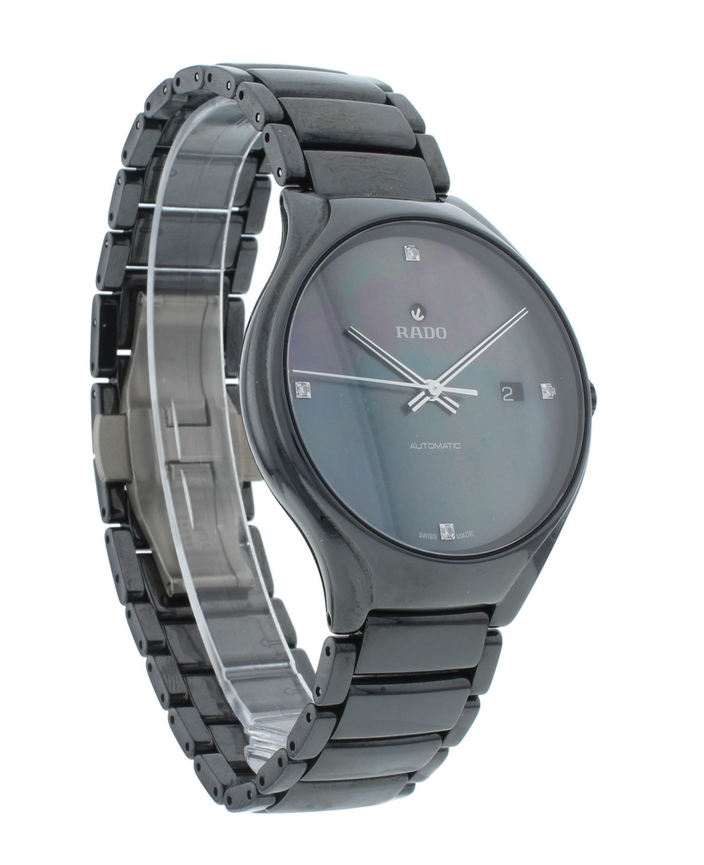 Rado True 40mm Automatic Black MOP Diamond Dial Ceramic Men's Watch R27056872