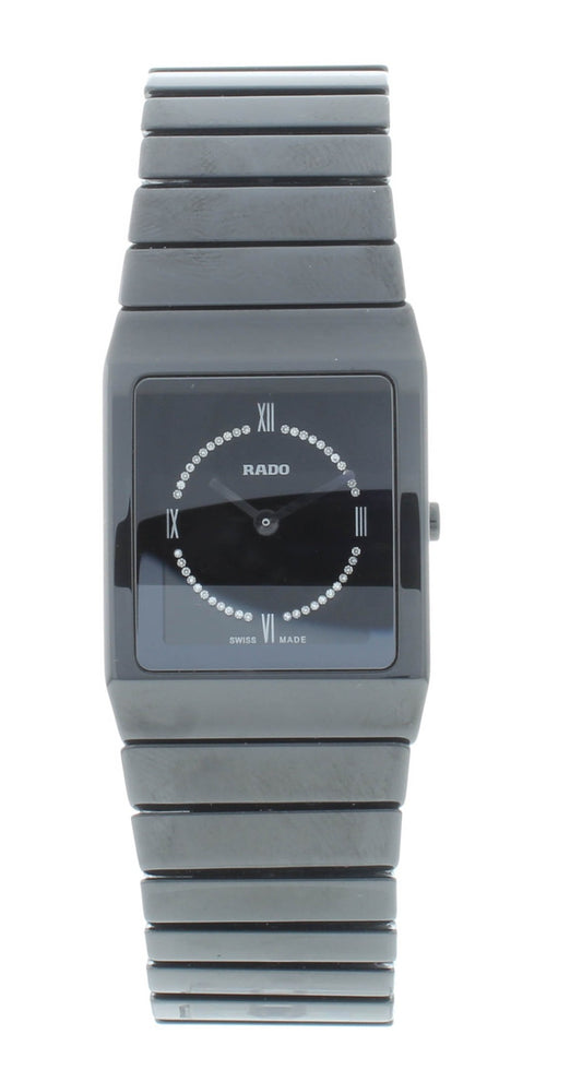 Rado Ceramica Square 22.5mm Quartz Black Diamond Dial Ladies Watch R21702732