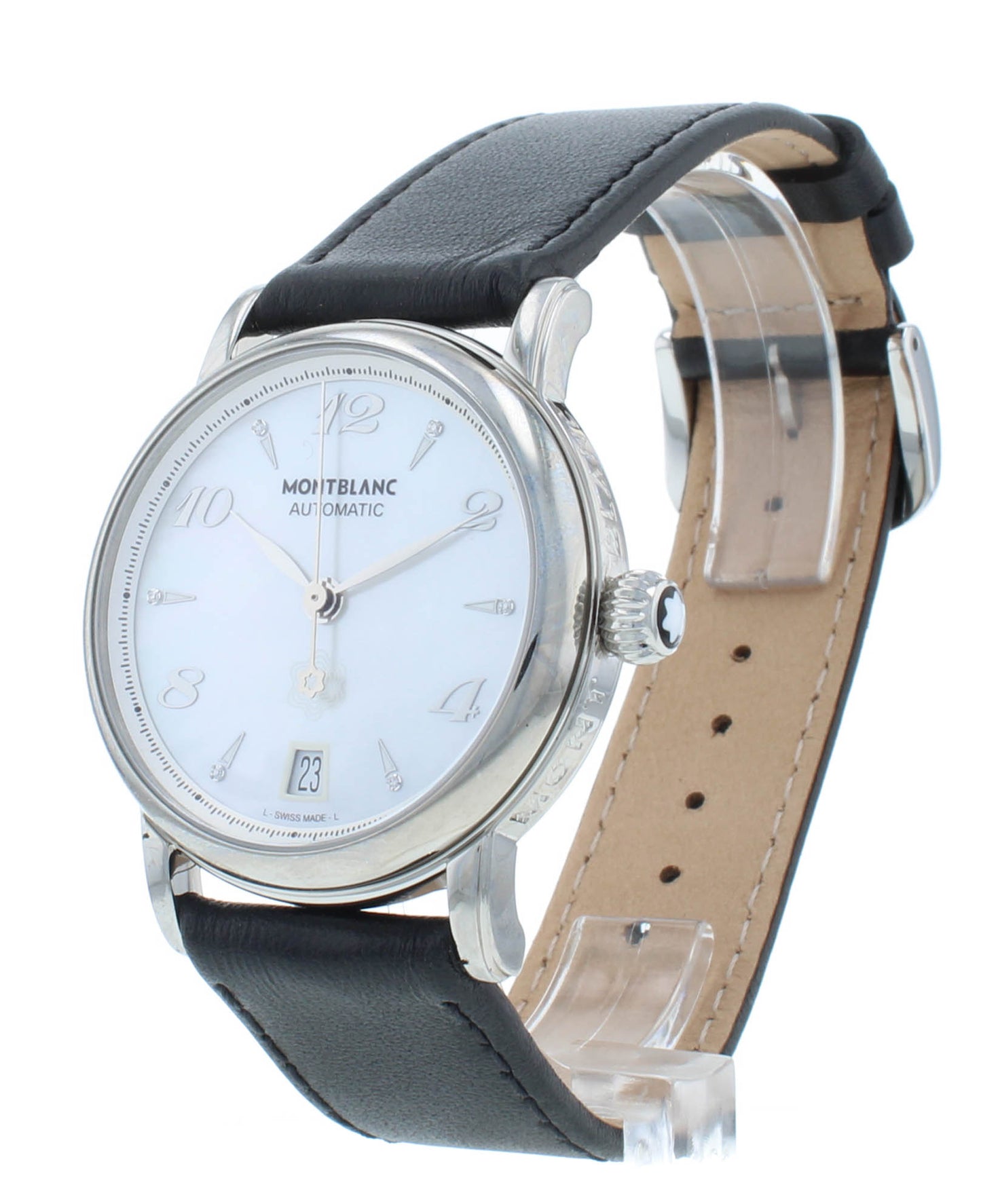 Montblanc Star White MOP Dial Diamond 36mm Automatic Ladies Watch 107118