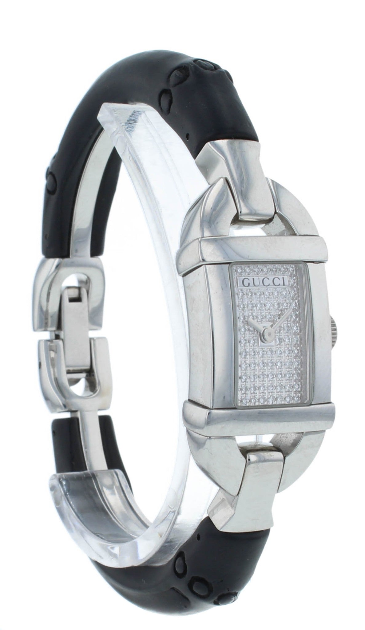 Gucci 6800 Series 16mm Quartz Silver Diamond Dial Ladies Watch YA068501