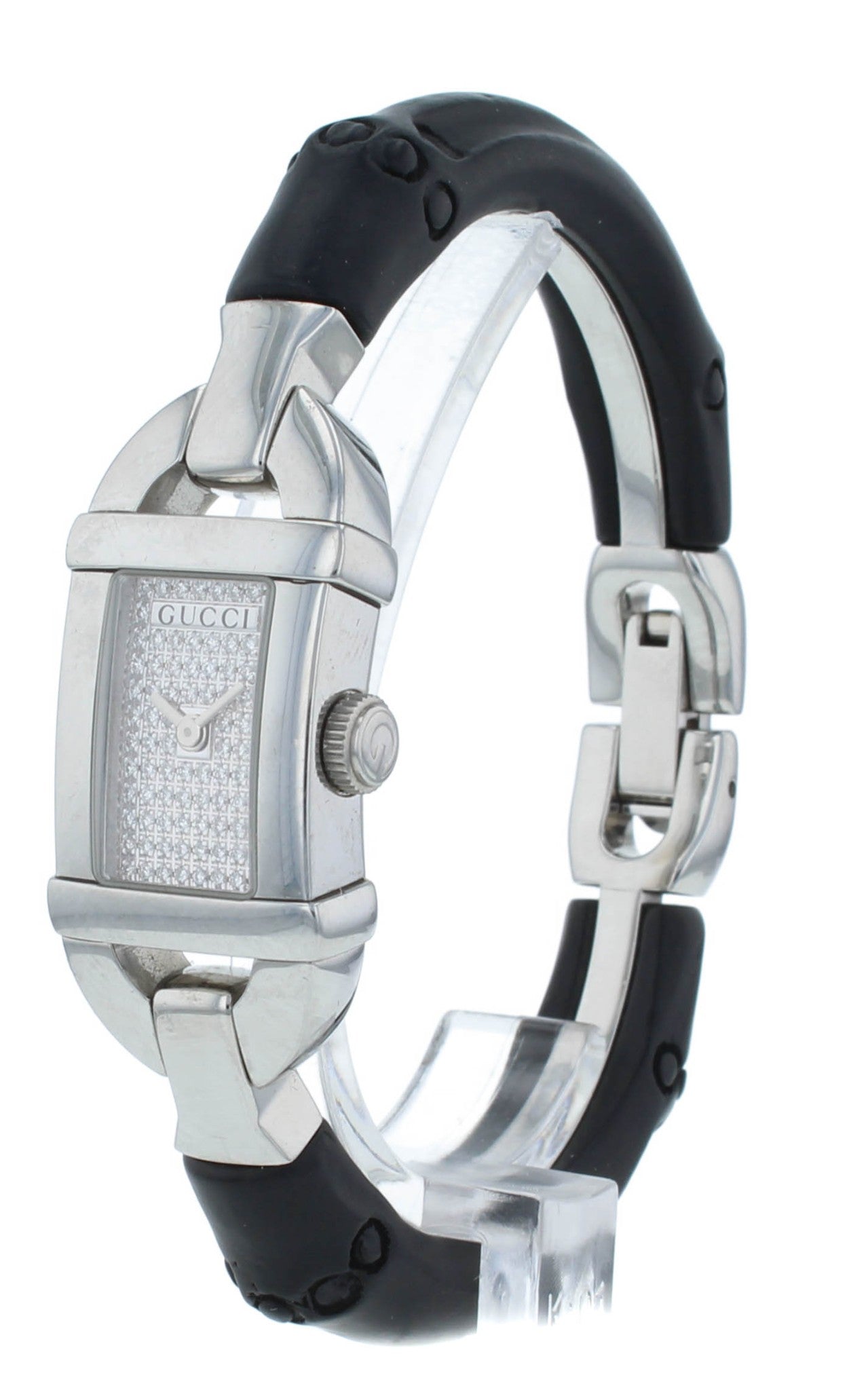 Gucci 6800 Series 16mm Quartz Silver Diamond Dial Ladies Watch YA068501