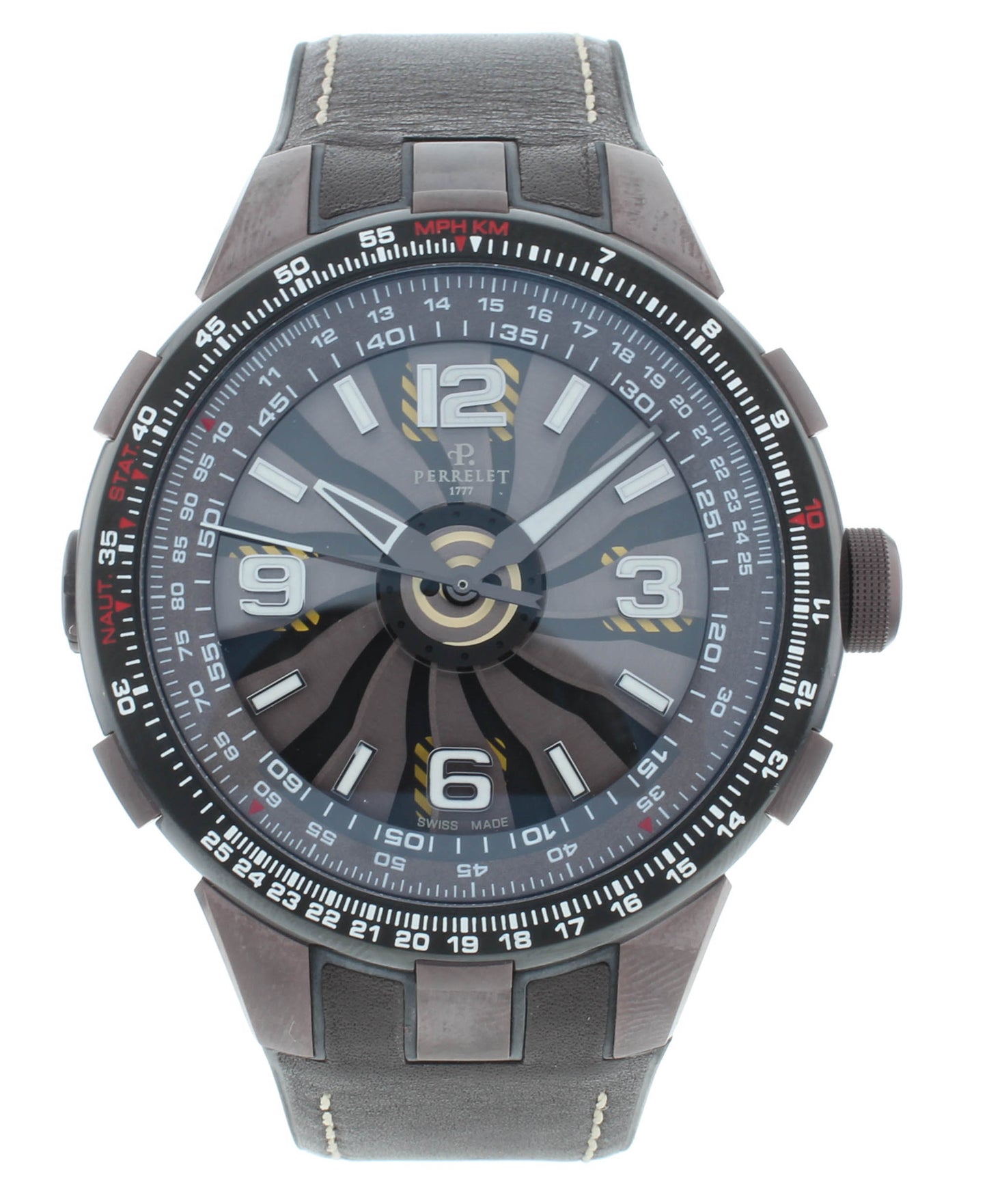 Pre-Owned Perrelet Turbine Pilot Brown Dial 48mm Automatic Men’s Watch A1094/1A