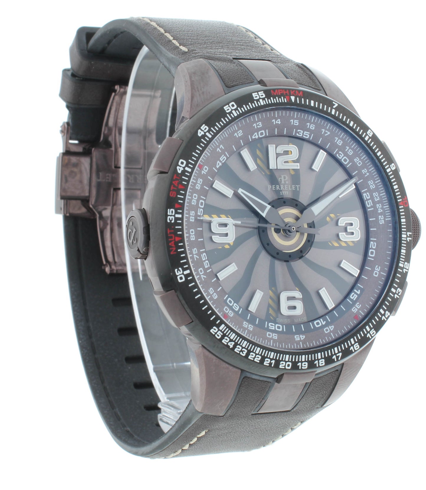 Pre-Owned Perrelet Turbine Pilot Brown Dial 48mm Automatic Men’s Watch A1094/1A