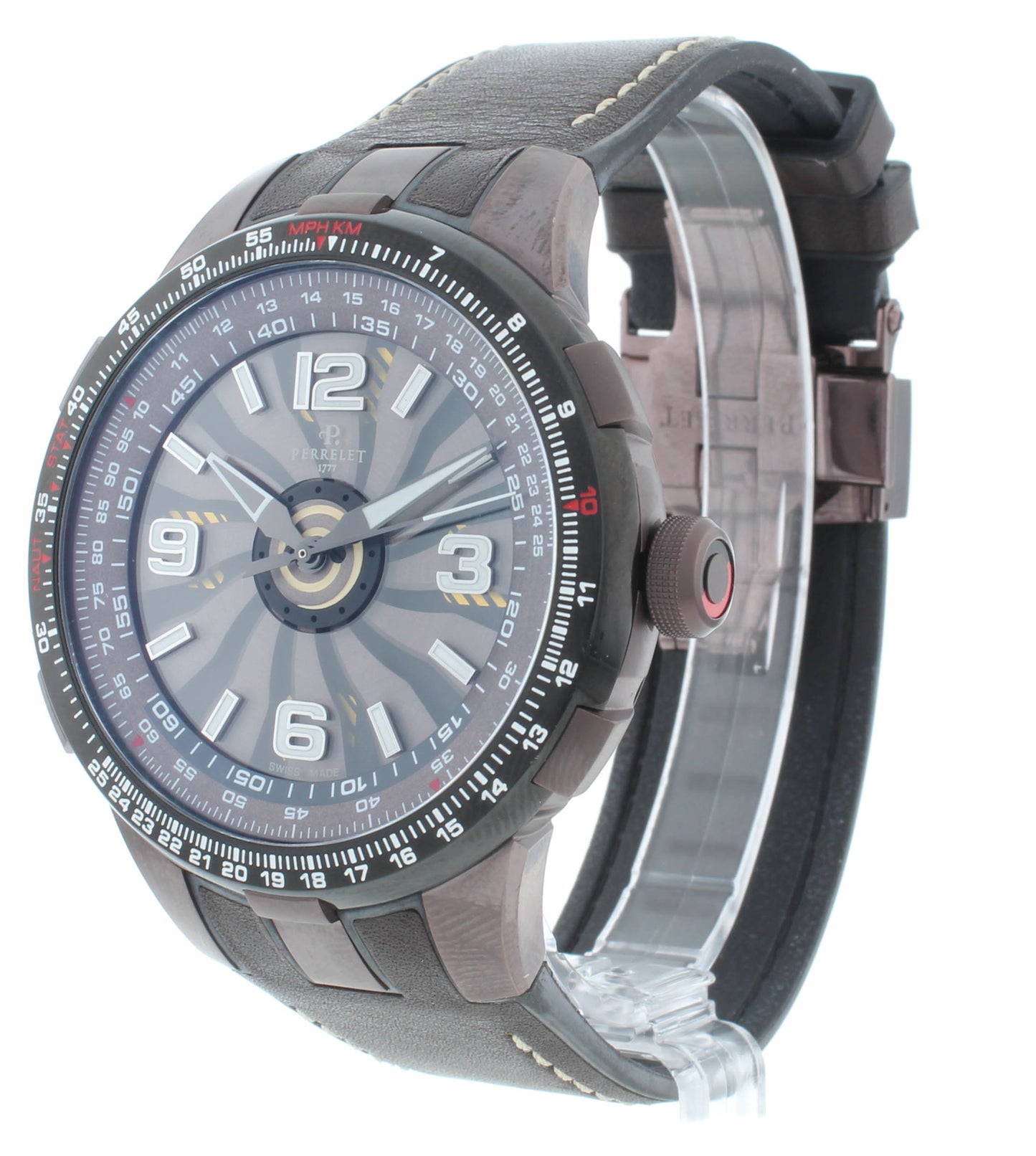 Pre-Owned Perrelet Turbine Pilot Brown Dial 48mm Automatic Men’s Watch A1094/1A