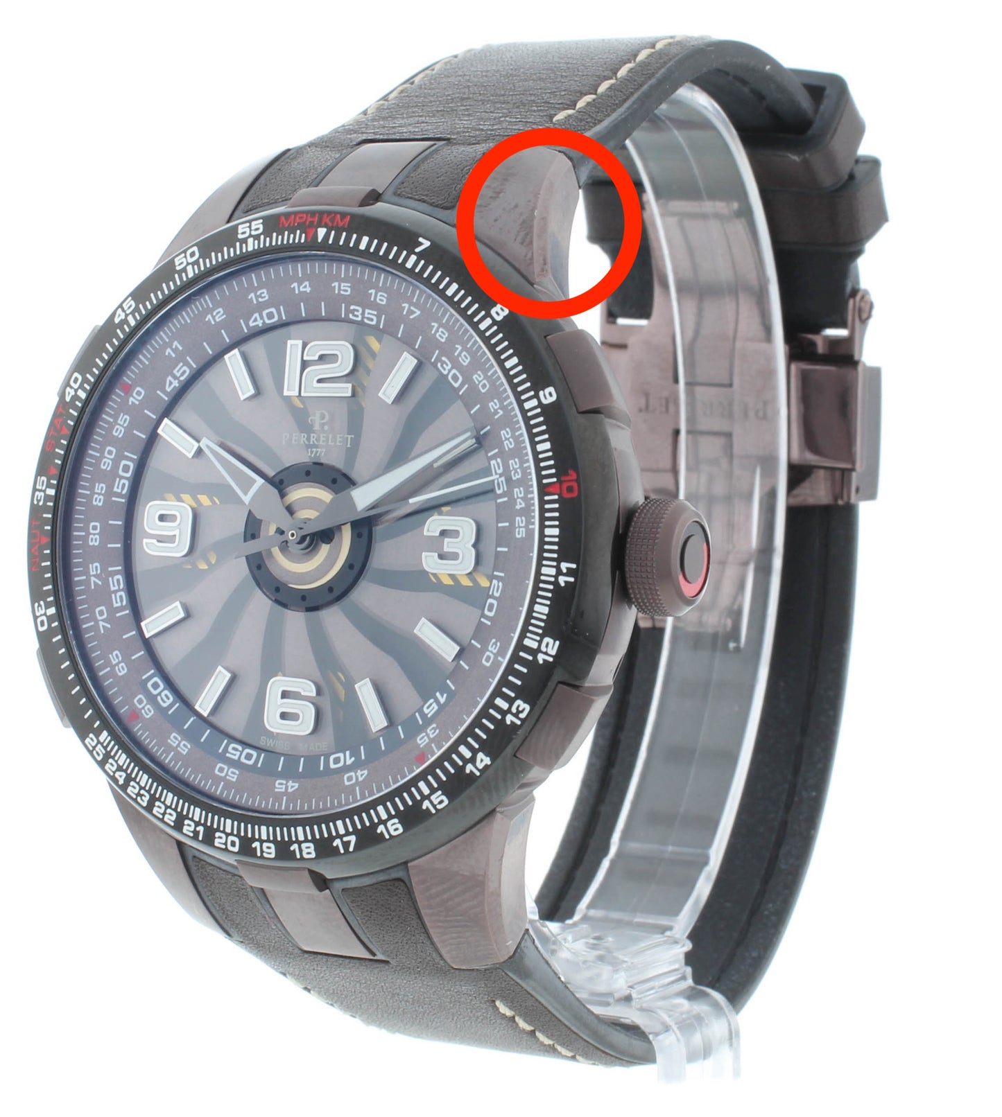 Pre-Owned Perrelet Turbine Pilot Brown Dial 48mm Automatic Men’s Watch A1094/1A