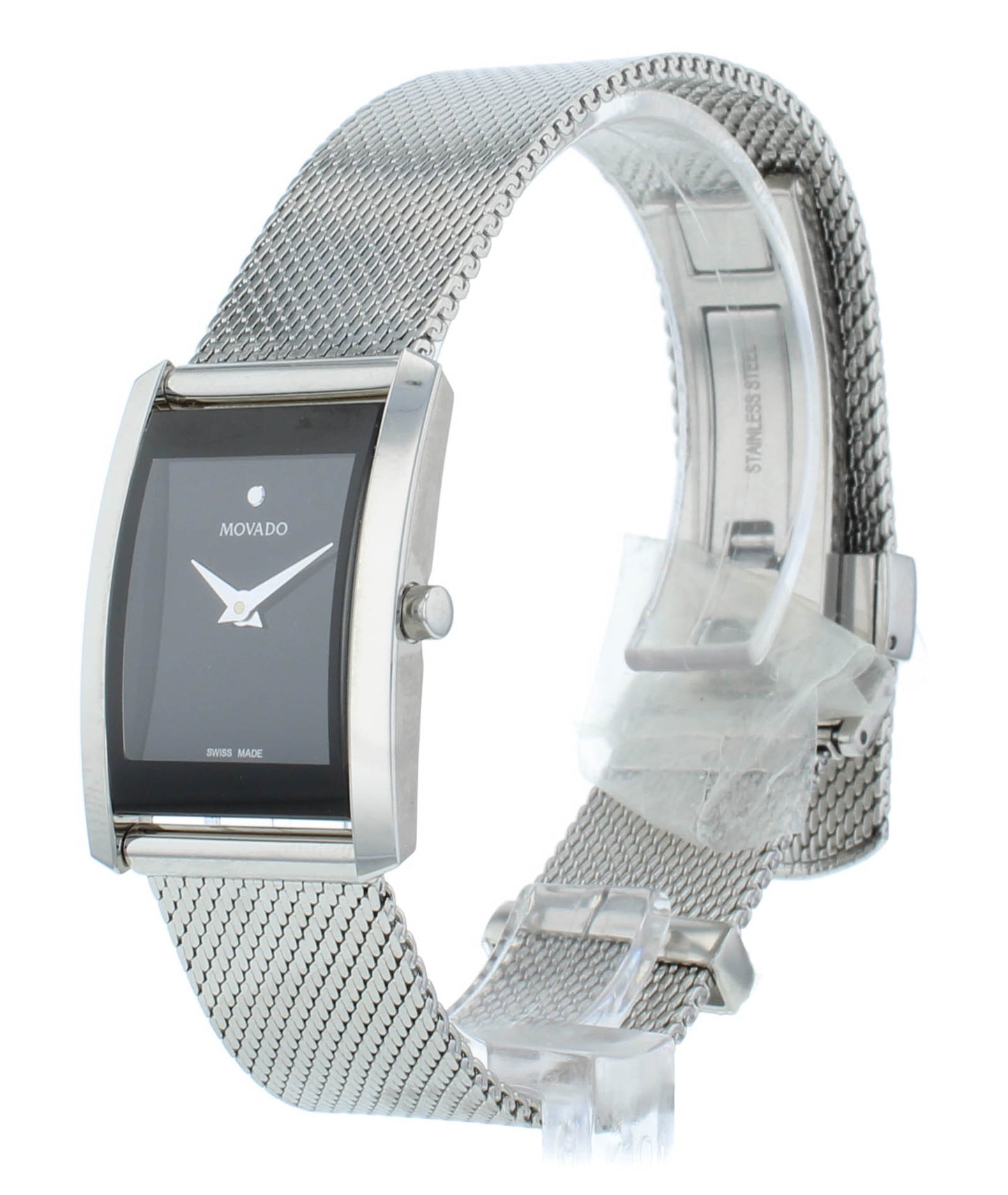 Movado La Nouvelle Quartz Black Dial 21mm Stainless Steel Ladies Watch 607188