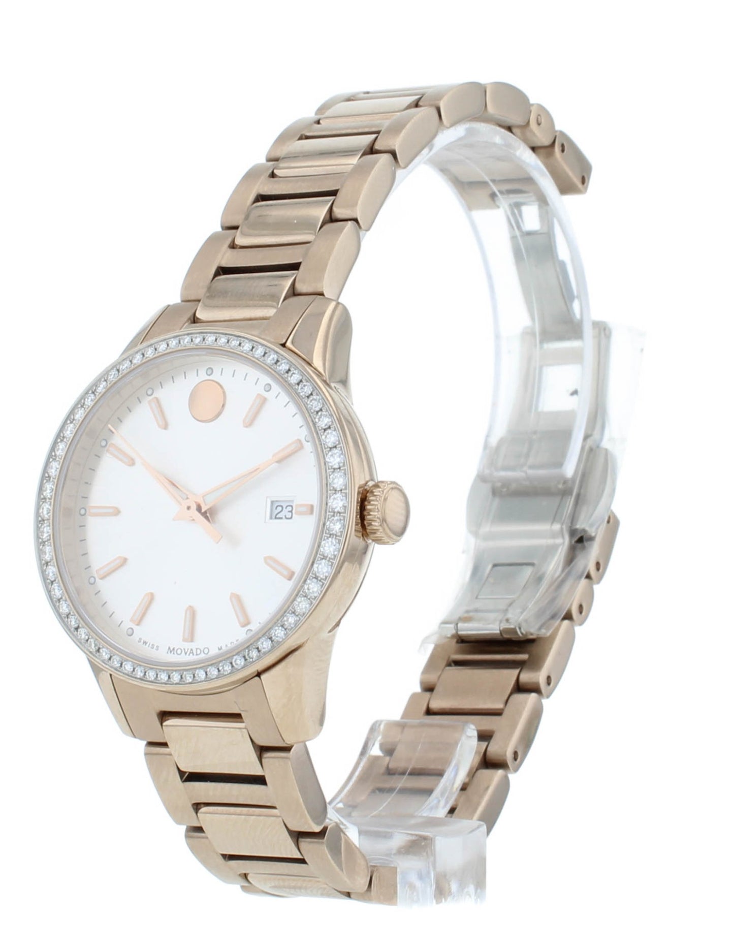 Movado Apria 30mm Quartz Silver Dial Stainless Steel Ladies Watch 607369