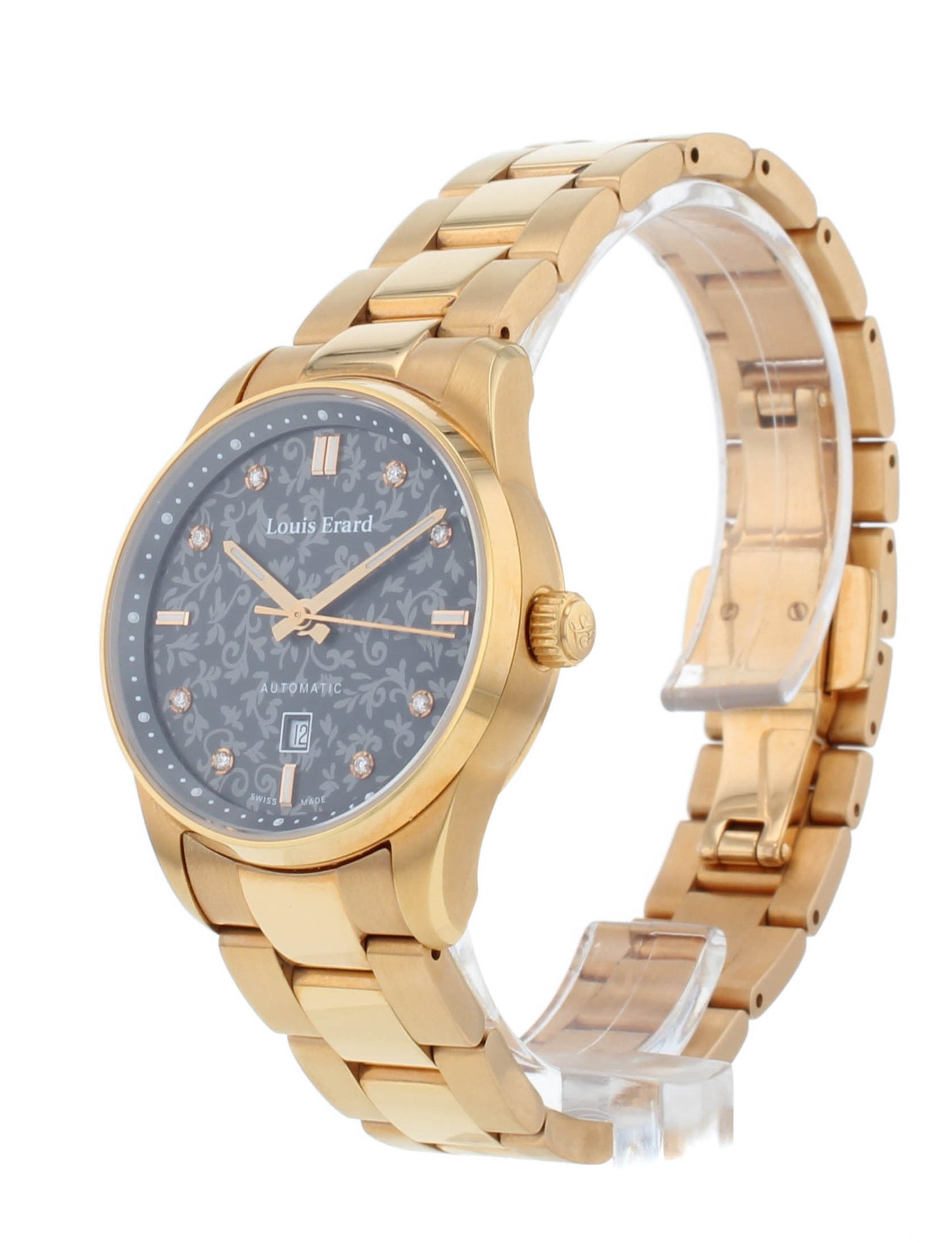 Louis Erard Heritage 29mm Auto Gray Diamond Dial Ladies Watch 20100PR83.BMA55