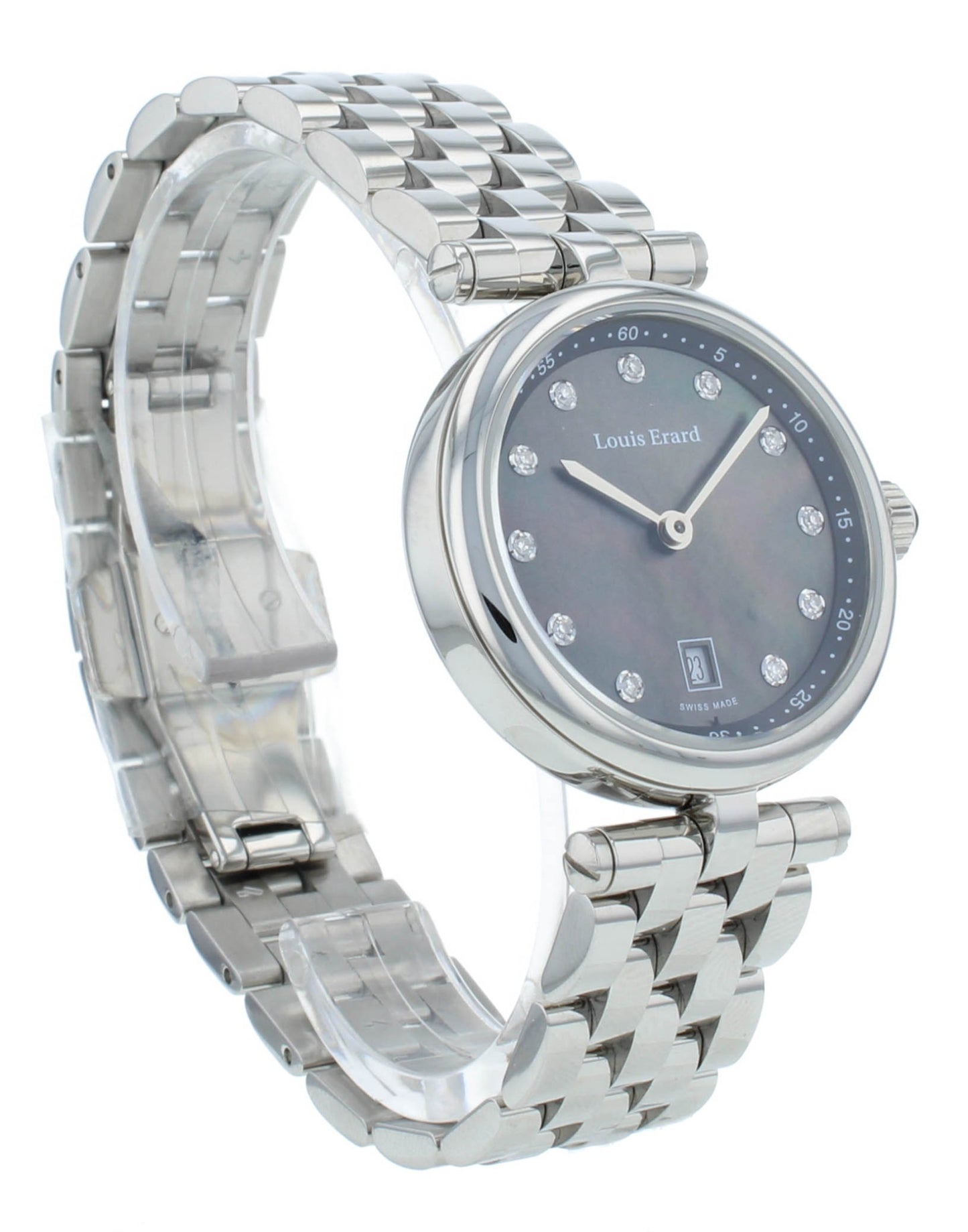 Louis Erard Romance 30mm Quartz MOP Diamond Dial Ladies Watch 10800AA19.BMA23