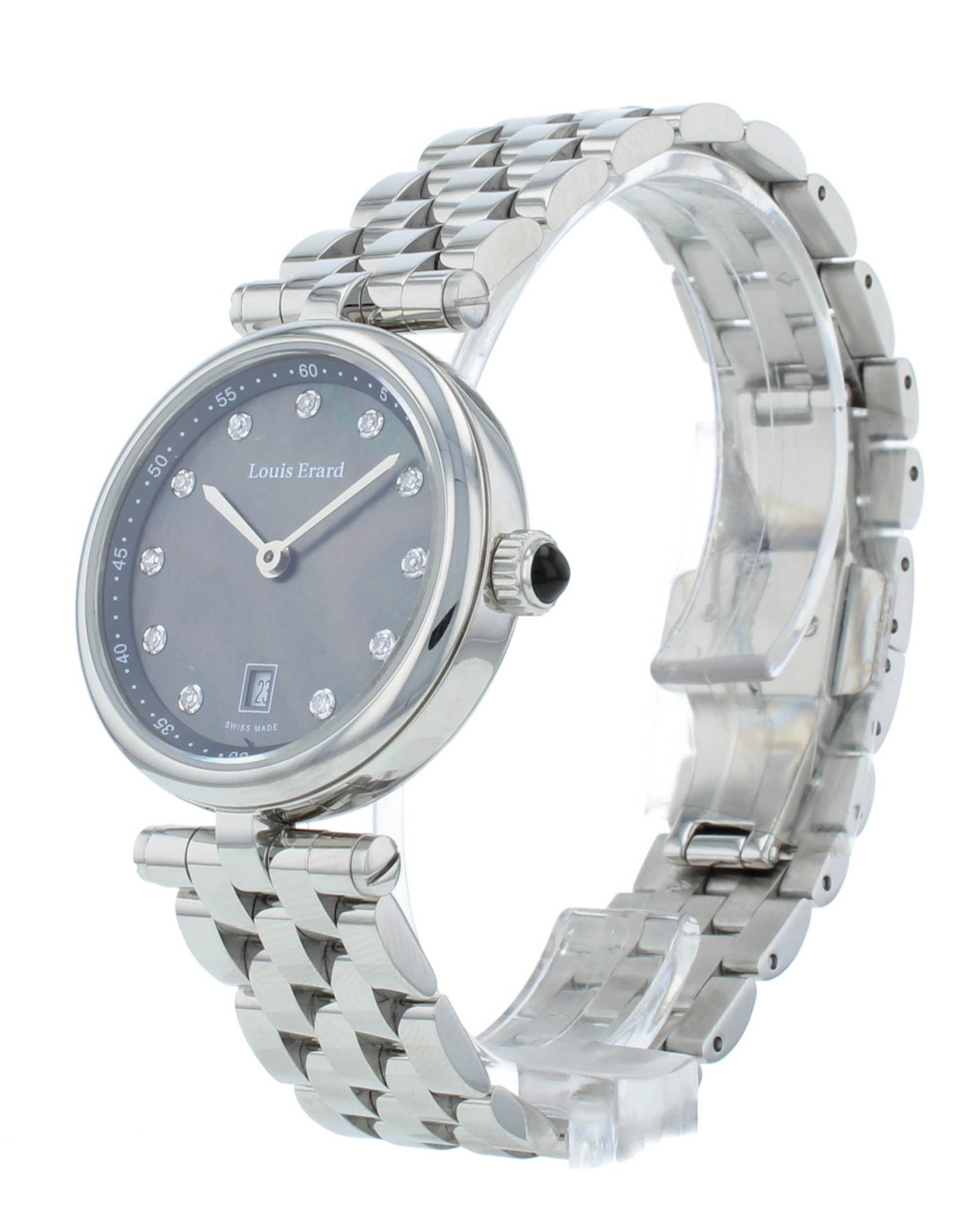 Louis Erard Romance 30mm Quartz MOP Diamond Dial Ladies Watch 10800AA19.BMA23