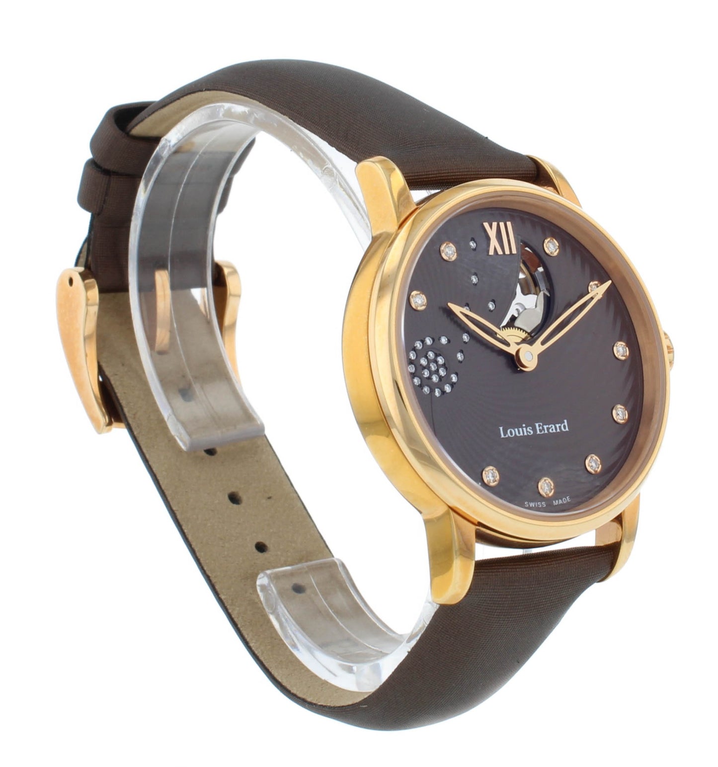 Louis Erard Emotion 34mm Auto Brown Diamond Dial Ladies Watch 64603PR36.BARS66