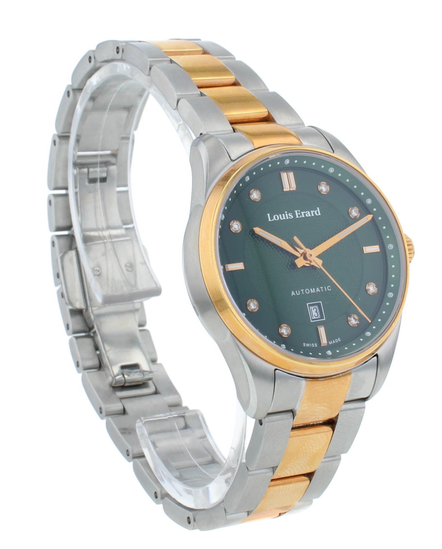 Louis Erard Heritage Auto Green Dial 30mm Two-Tone Ladies Watch 20100AB69.BMA20