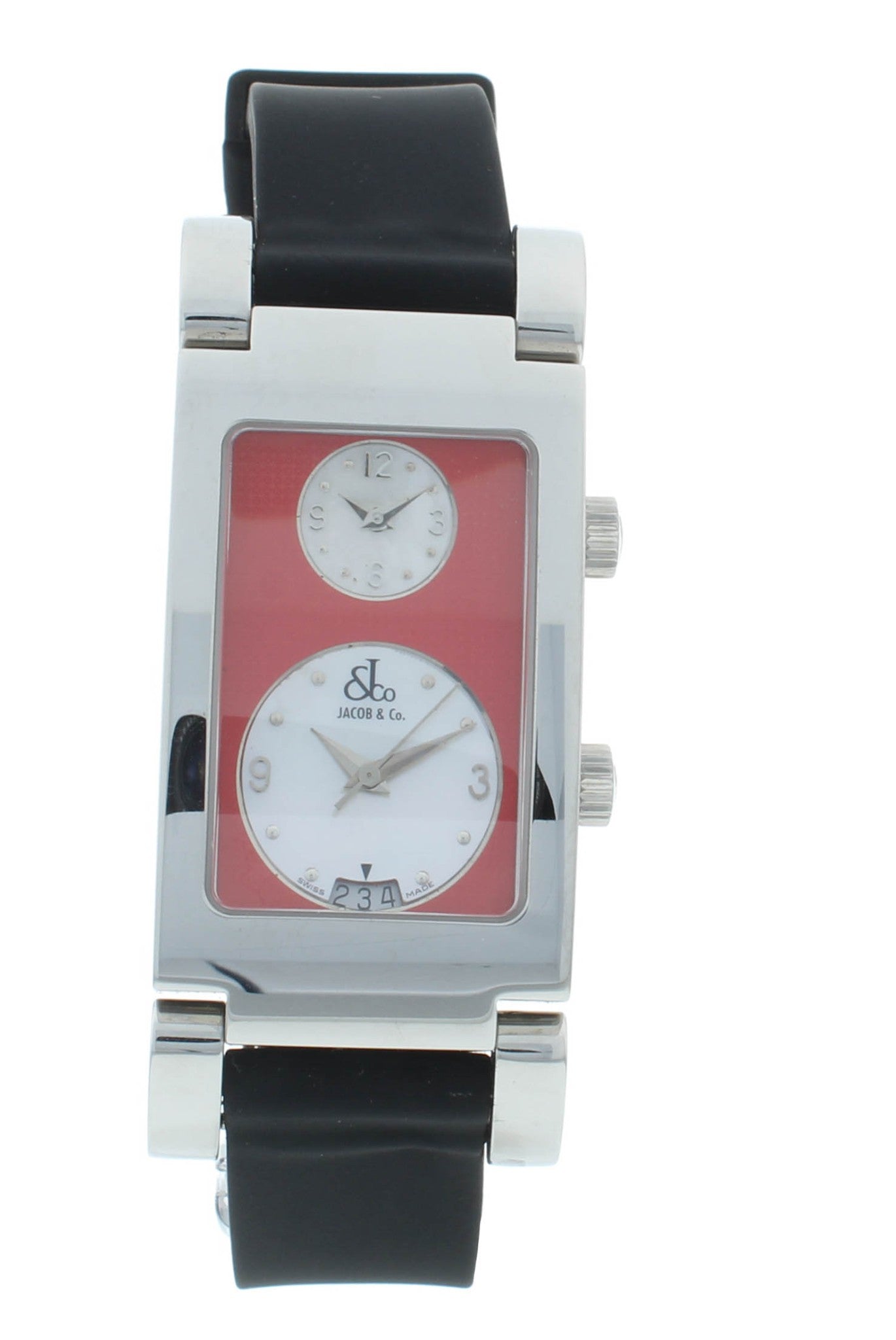 Jacob & Co. Angel Two-Time Zone Red MOP Dial Stainless Steel Quartz Watch
