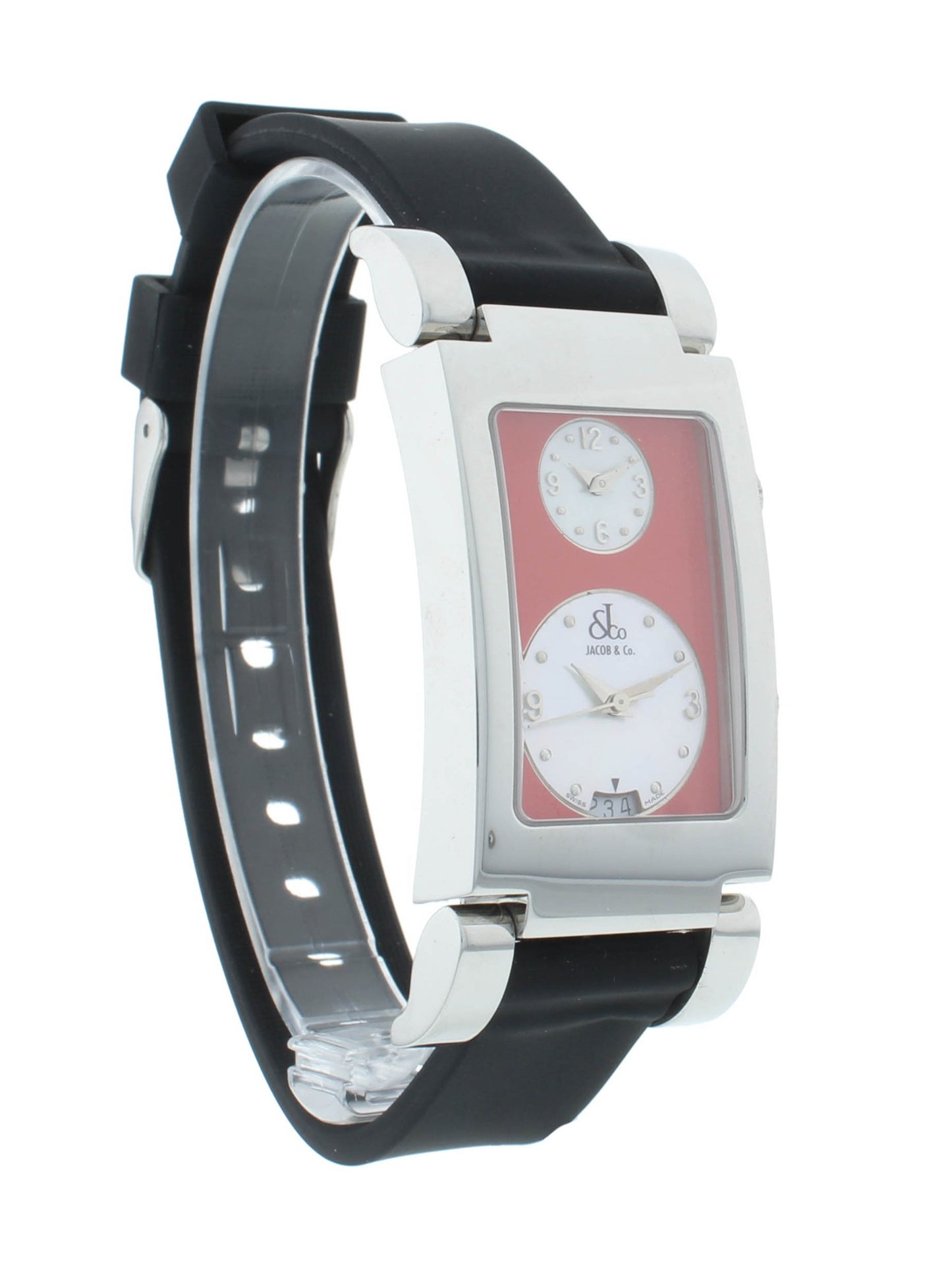 Jacob & Co. Angel Two-Time Zone Red MOP Dial Stainless Steel Quartz Watch