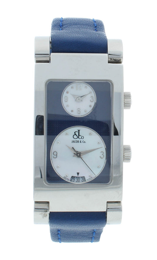 Jacob & Co. Angel Two-Time Zone Blue Dial & Strap Stainless Steel Quartz Watch