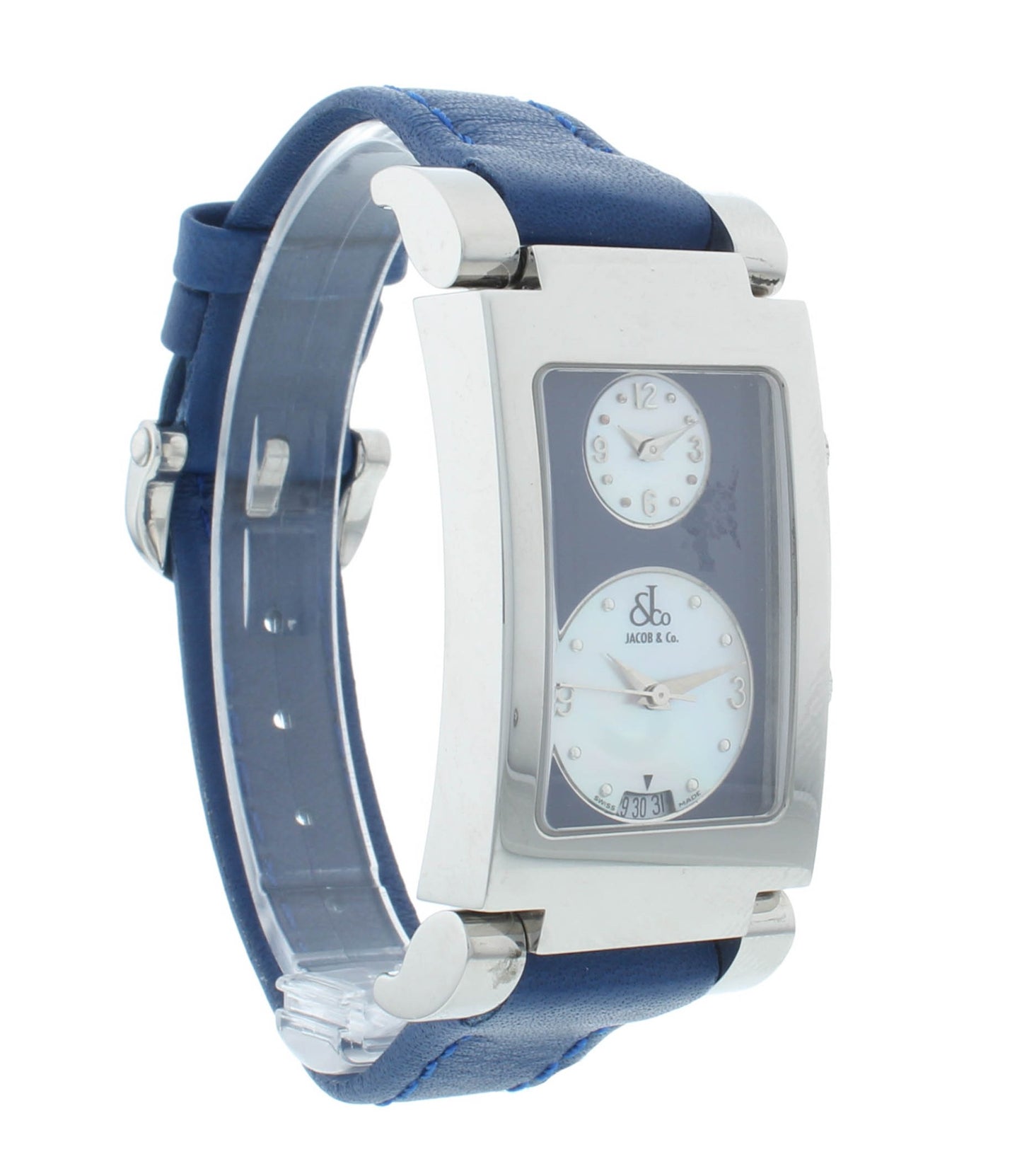 Jacob & Co. Angel Two-Time Zone Blue Dial & Strap Stainless Steel Quartz Watch