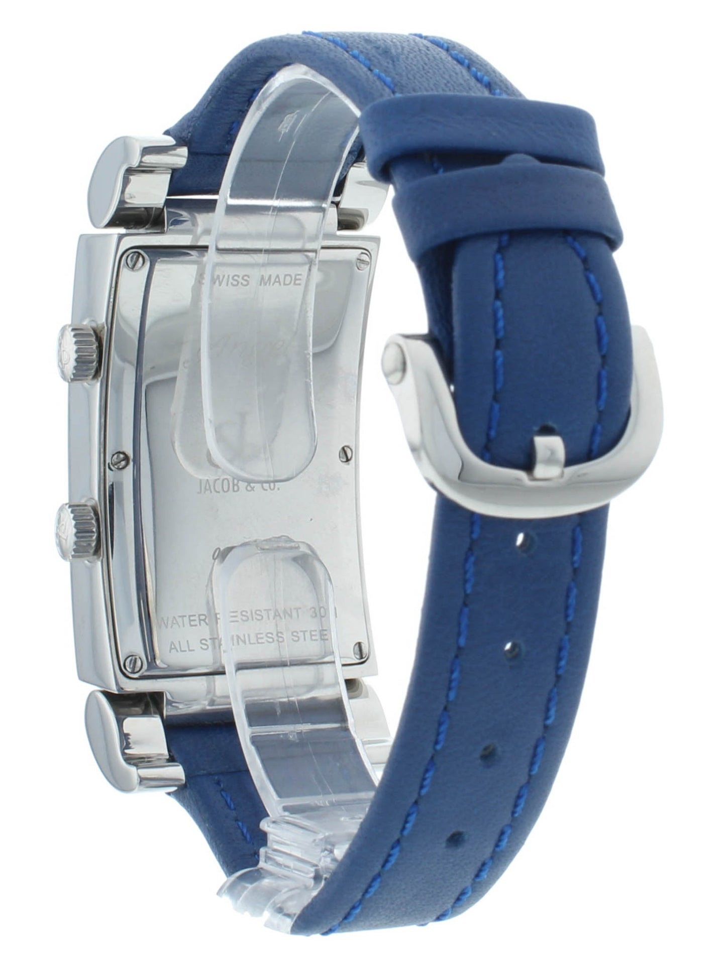 Jacob & Co. Angel Two-Time Zone Blue Dial & Strap Stainless Steel Quartz Watch