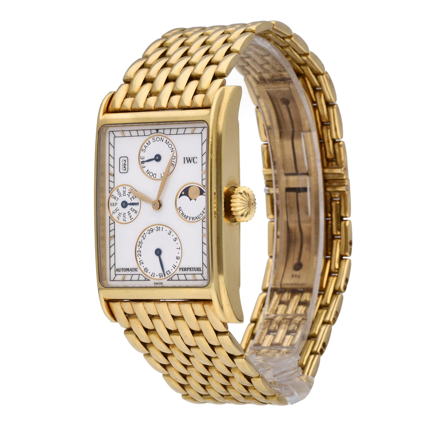 IWC Novecento 38 x 26.5 Automatic 18k Yellow Gold Perpetual Calendar Watch 3545