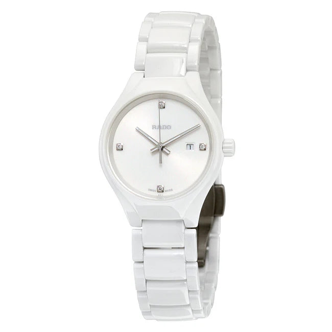 Rado True 30mm Ceramic White Diamond Dial Quartz Ladies Watch R27061712