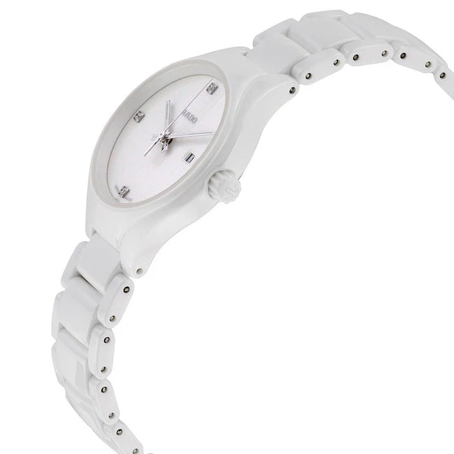 Rado True 30mm Ceramic White Diamond Dial Quartz Ladies Watch R27061712