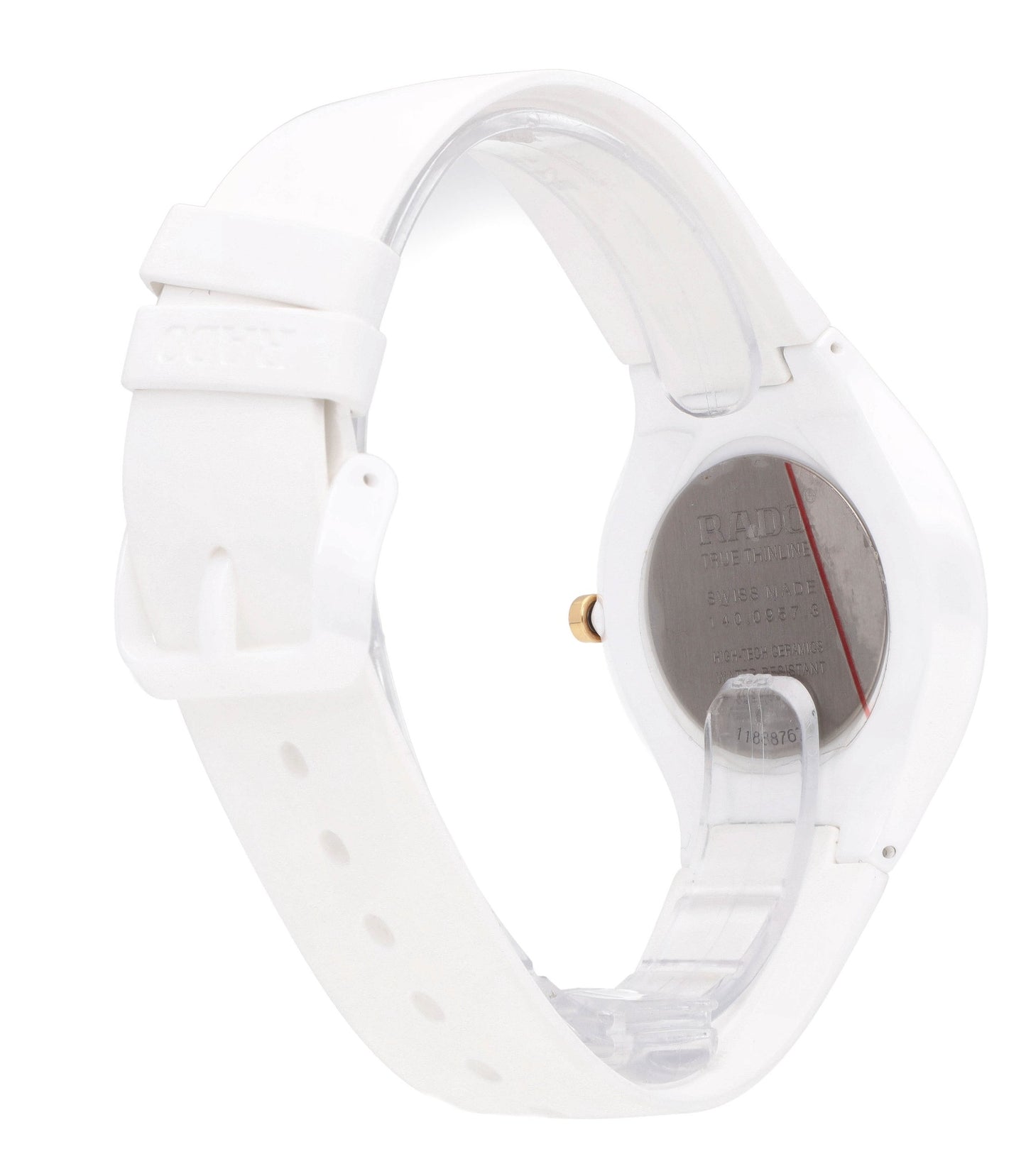 Rado True Thinline 39mm White Dial Rubber Strap Ceramic Ladies Watch R27957109