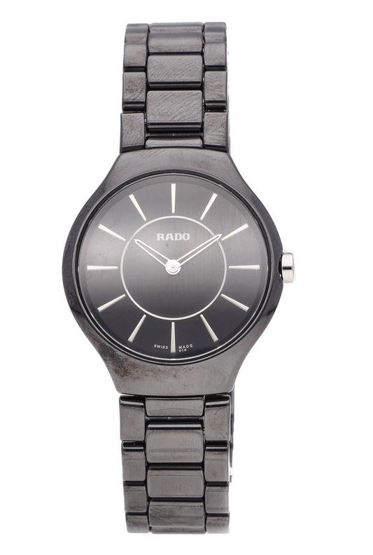 Rado True Thinline 31.5mm Quartz Black Dial Ceramic Ladies Watch R27742162