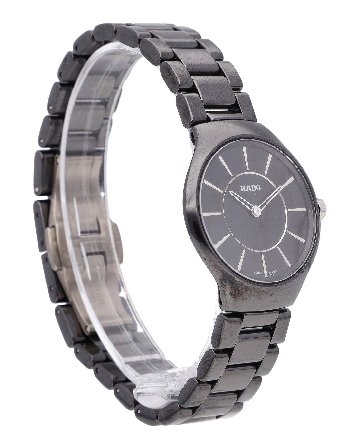 Rado True Thinline 31.5mm Quartz Black Dial Ceramic Ladies Watch R27742162